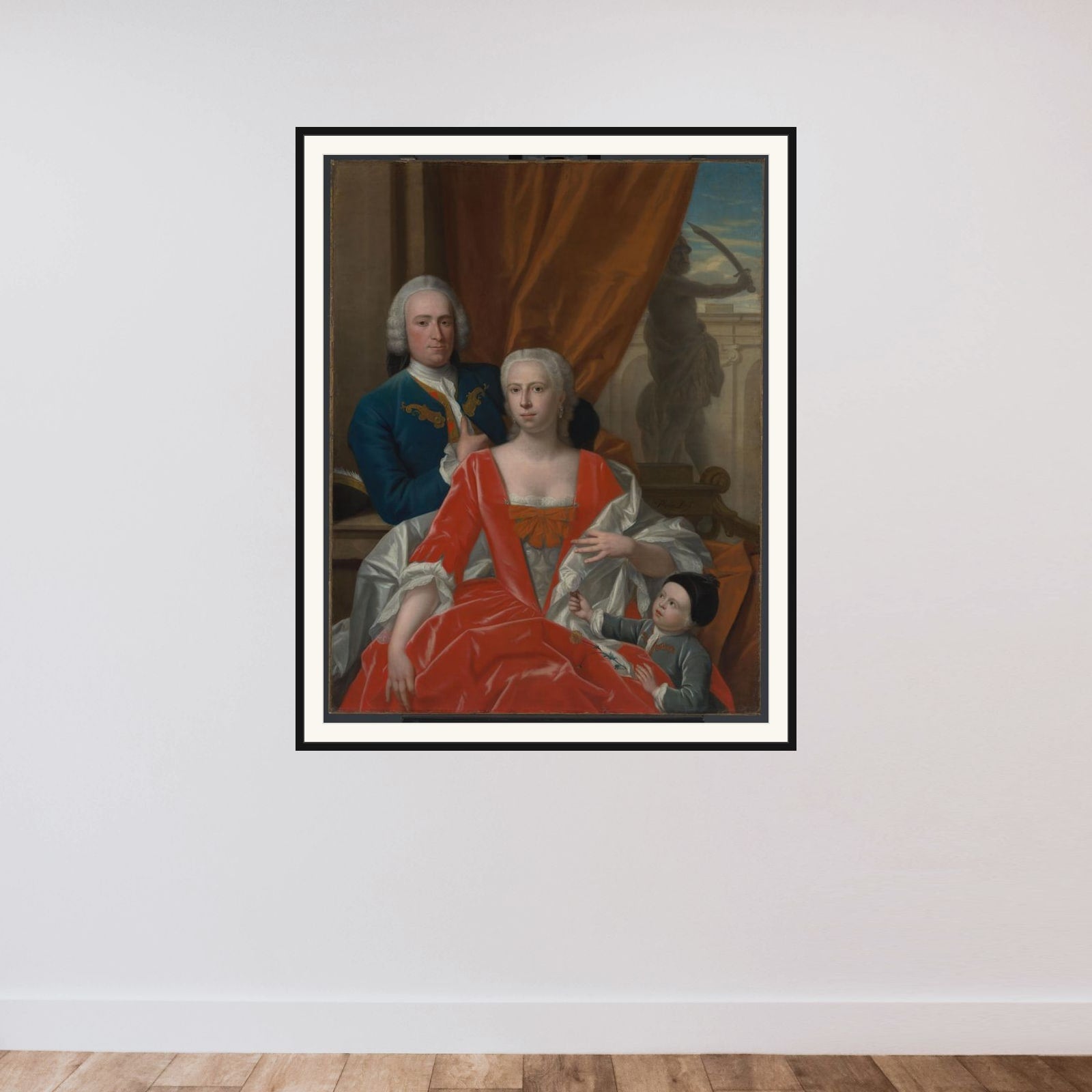 Berend van Iddekinge (1717-1801) with his Wife Johanna Maria Sichterman (1726-1756) and their Son Jan Albert (b 1744) framed — shown to scale