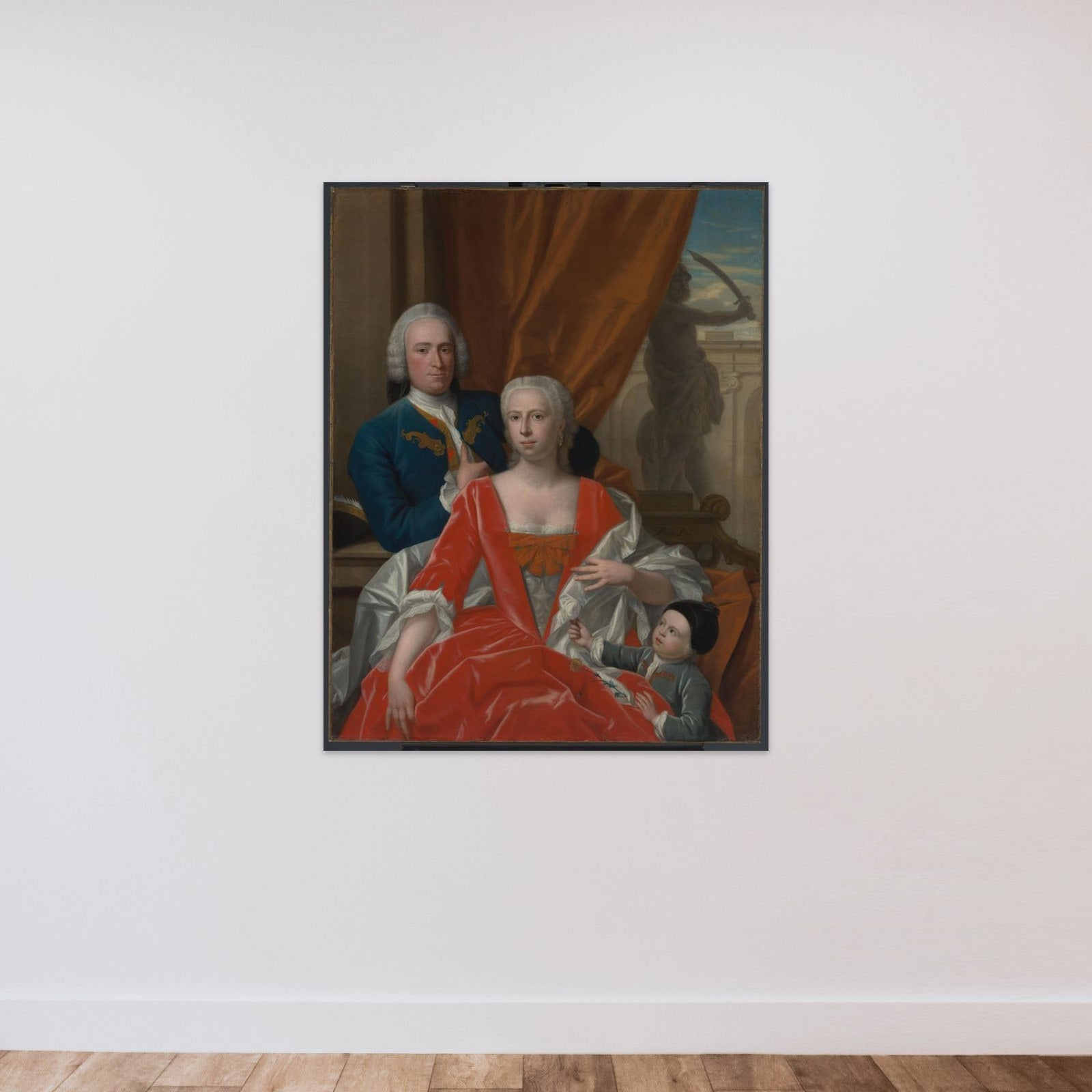 Berend van Iddekinge (1717-1801) with his Wife Johanna Maria Sichterman (1726-1756) and their Son Jan Albert (b 1744) unframed — shown to scale