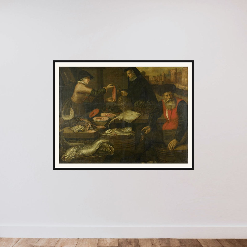 Fishmongers framed — shown to scale