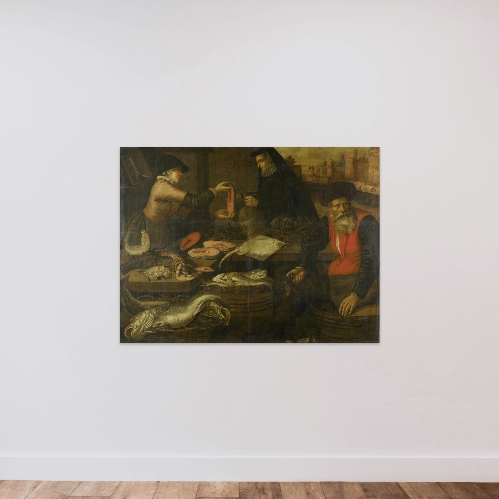 Fishmongers unframed — shown to scale
