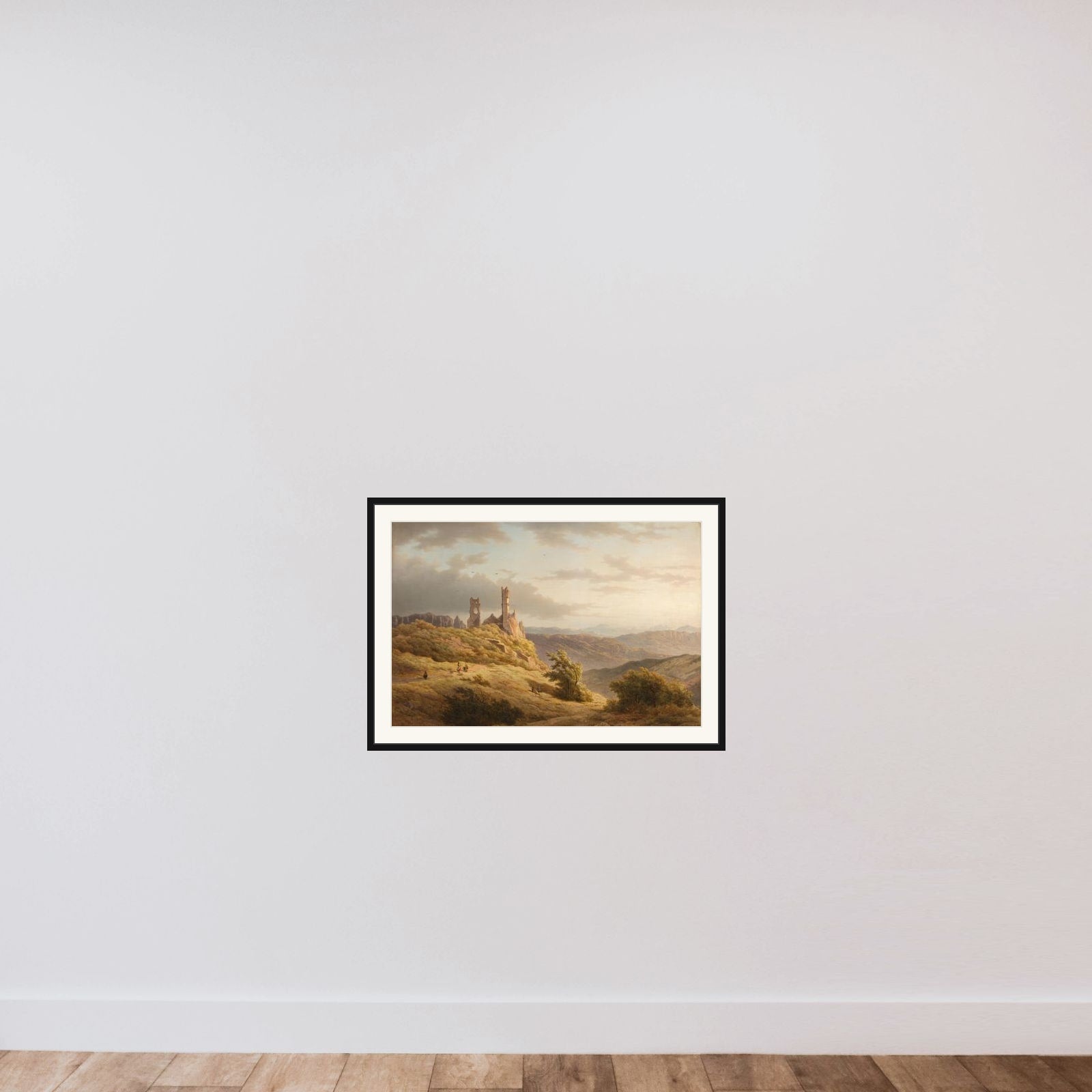 Mountainous Landscape with a Ruin framed — shown to scale
