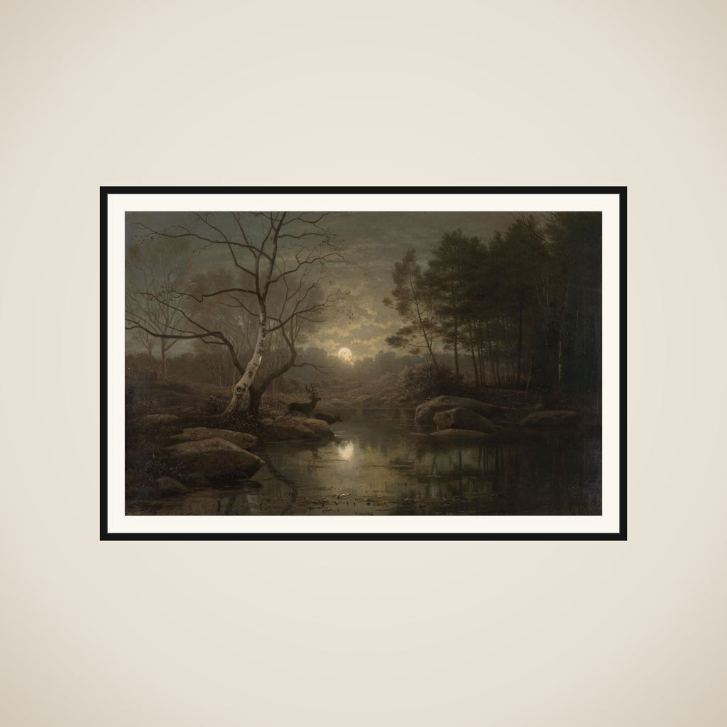 Forest Landscape in the Moonlight framed