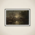 Forest Landscape in the Moonlight framed