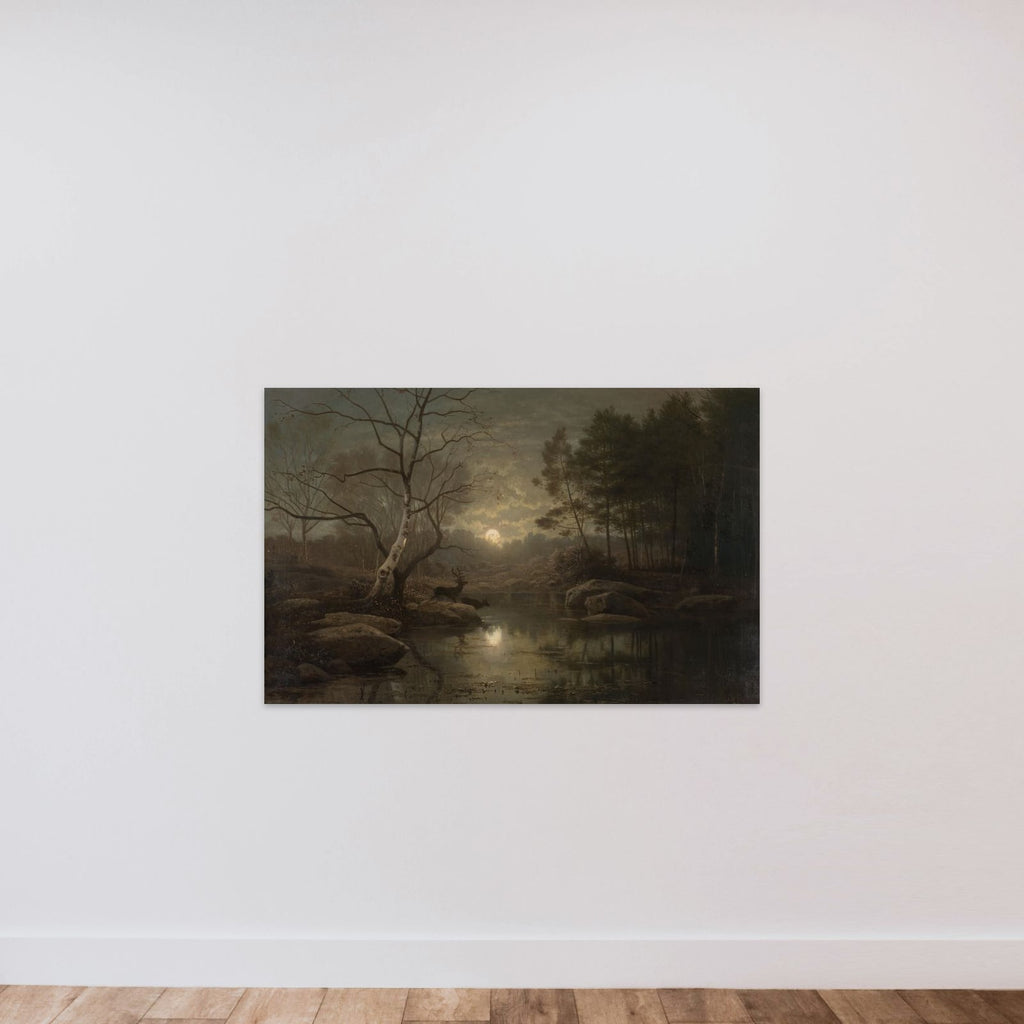 Forest Landscape in the Moonlight unframed — shown to scale