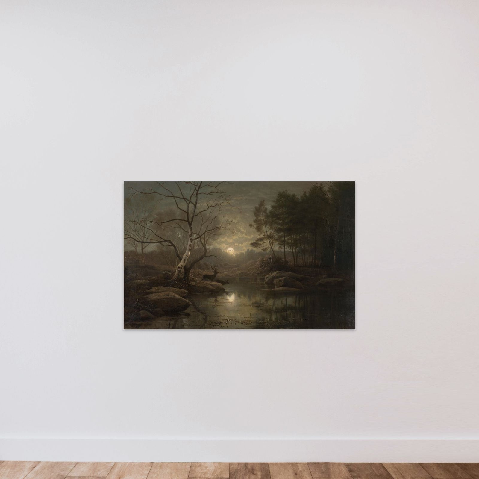 Forest Landscape in the Moonlight unframed — shown to scale