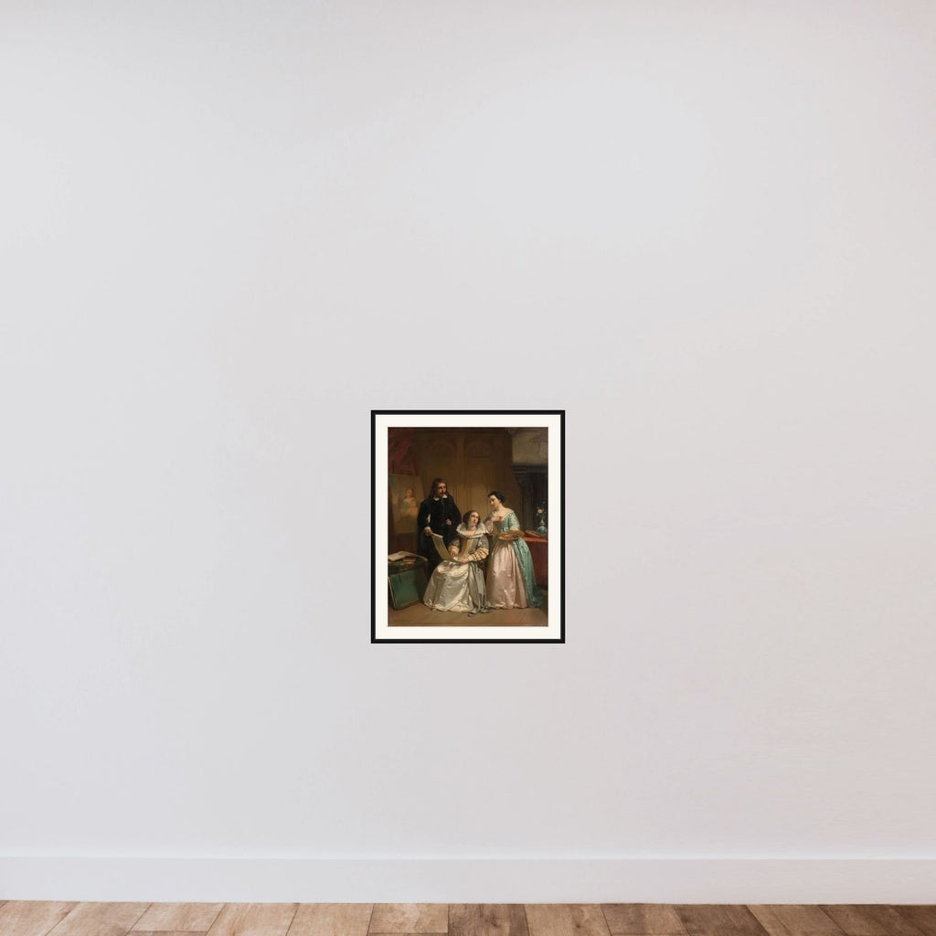 Gerard van Honthorst Showing the Drawings of his Pupil Louise of Bohemia to Amalia van Solms framed — shown to scale