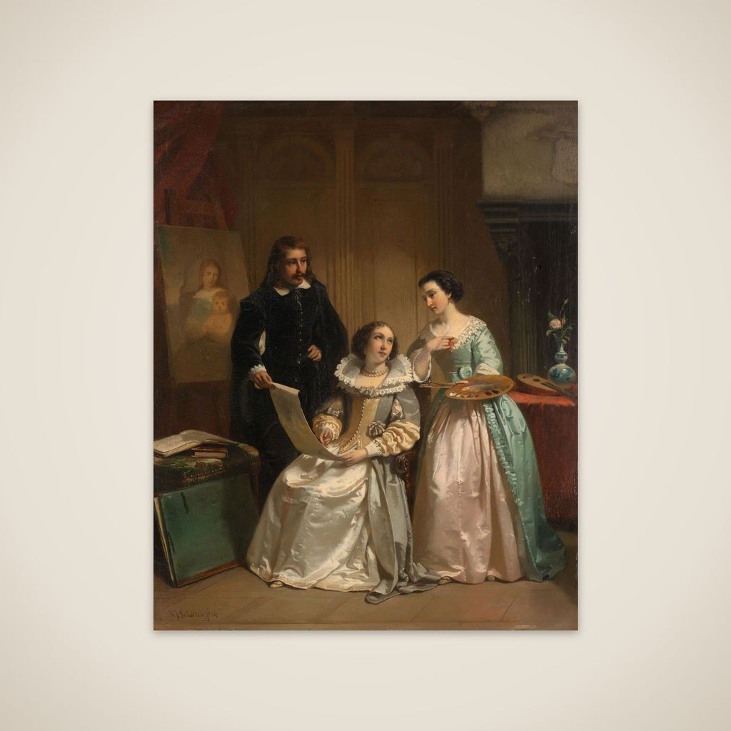 Gerard van Honthorst Showing the Drawings of his Pupil Louise of Bohemia to Amalia van Solms unframed print