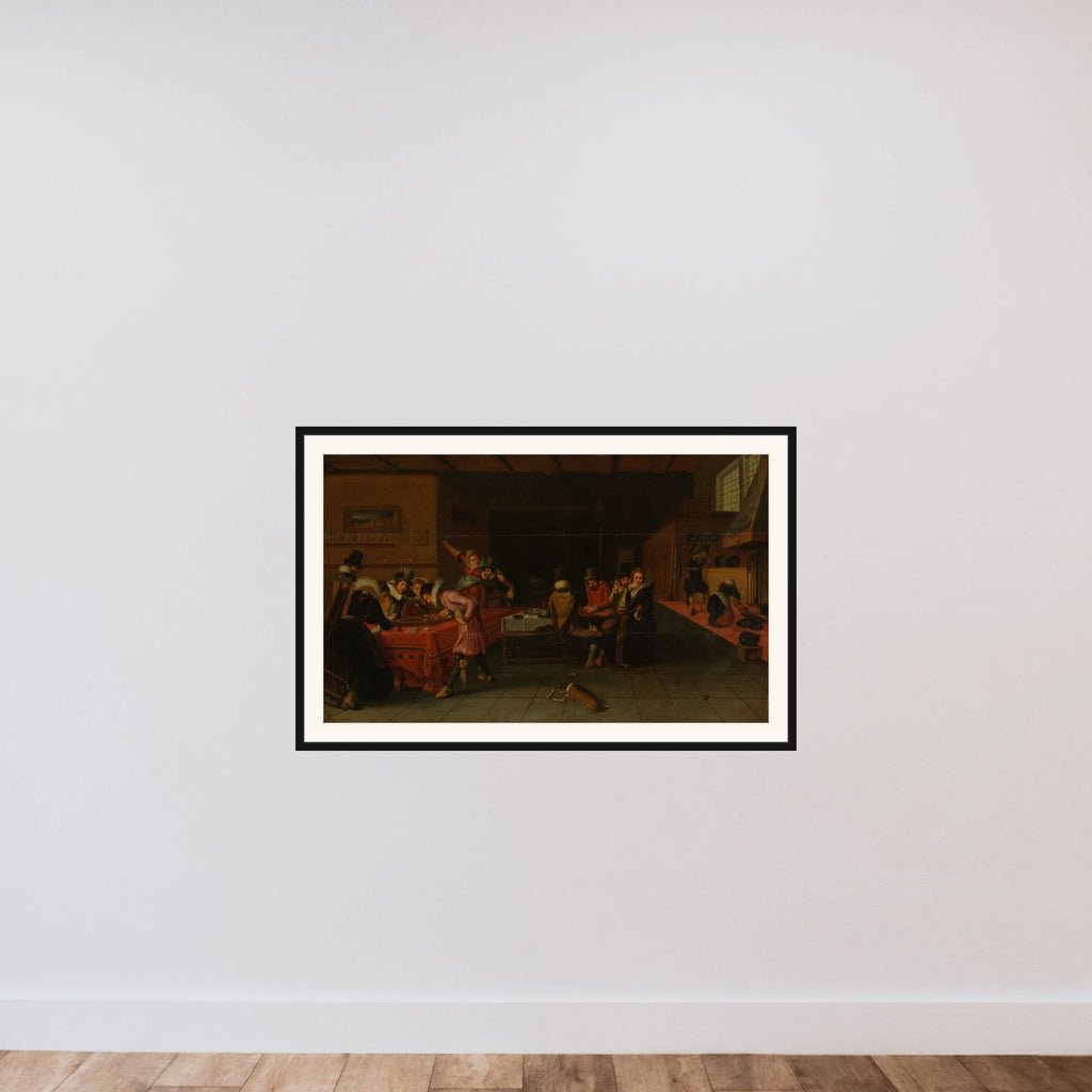 Interior with Gamblers and Drinkers framed — shown to scale