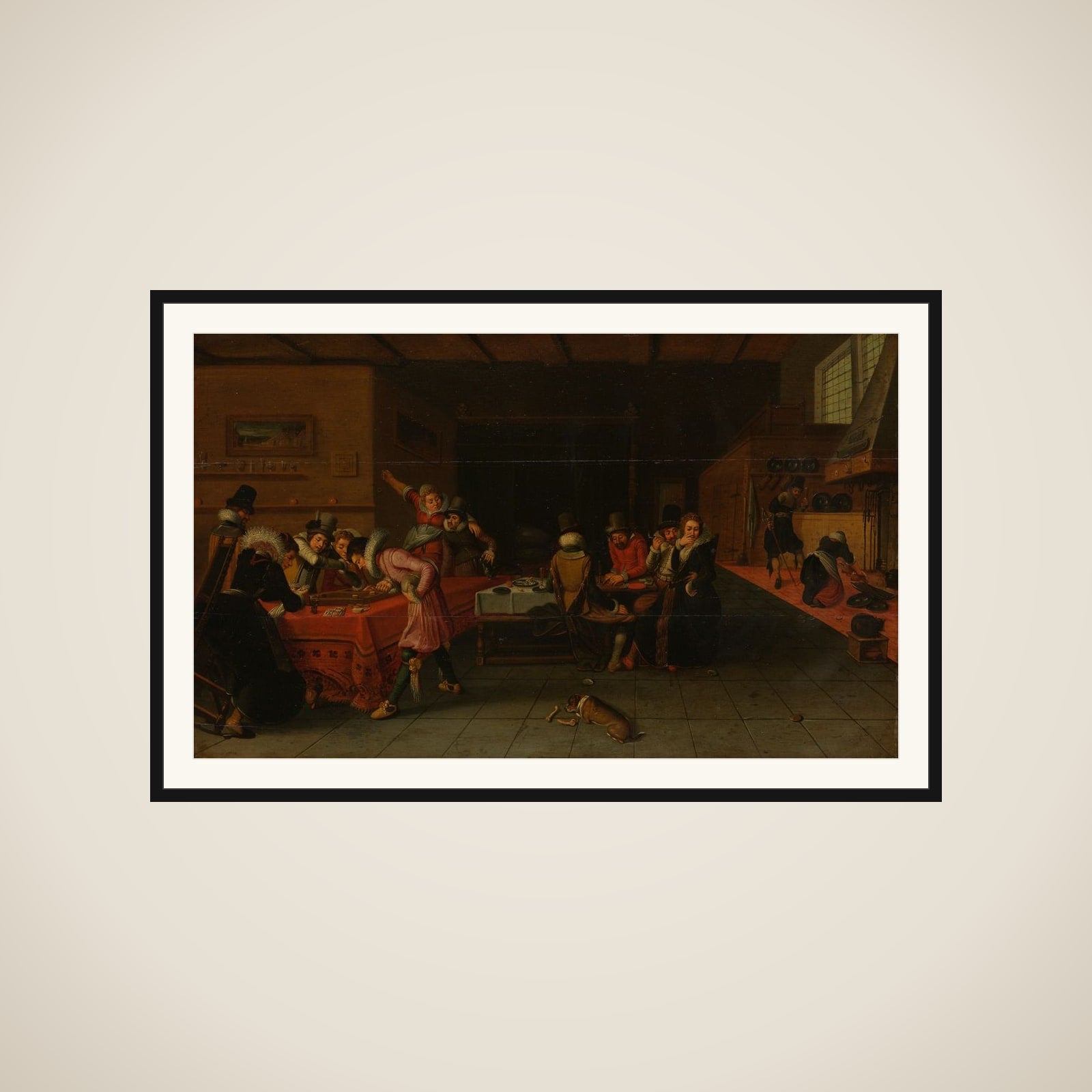 Interior with Gamblers and Drinkers framed