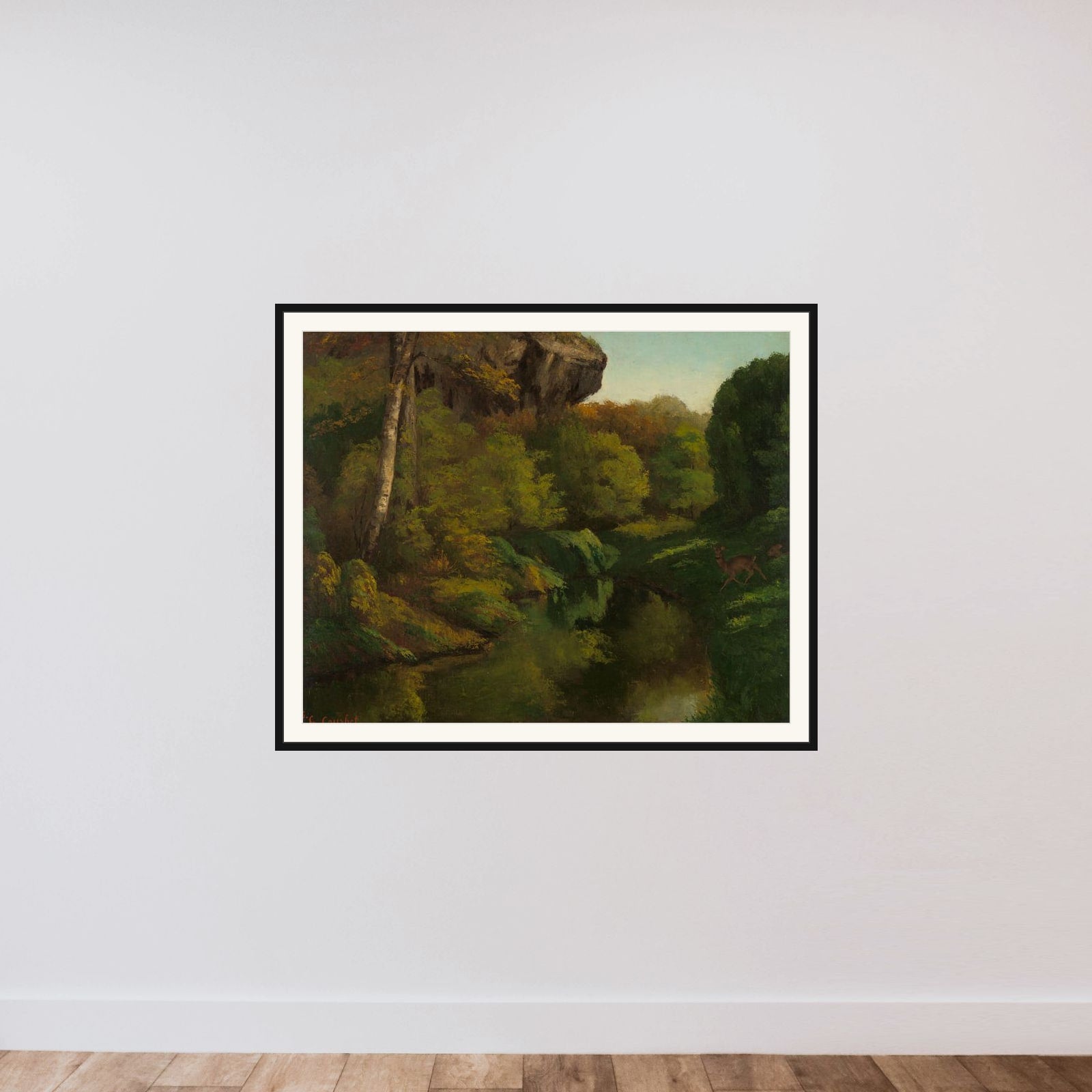 View in the Forest of Fontainebleau framed — shown to scale