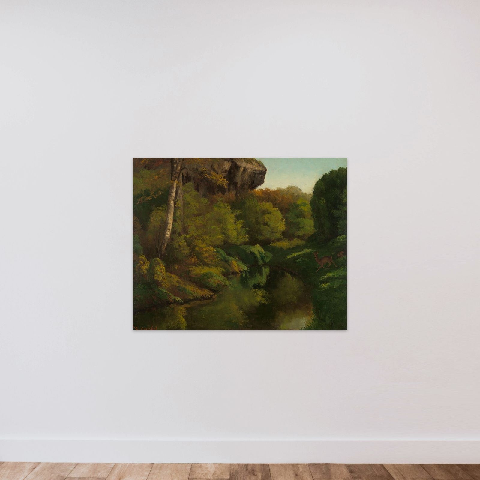 View in the Forest of Fontainebleau unframed — shown to scale