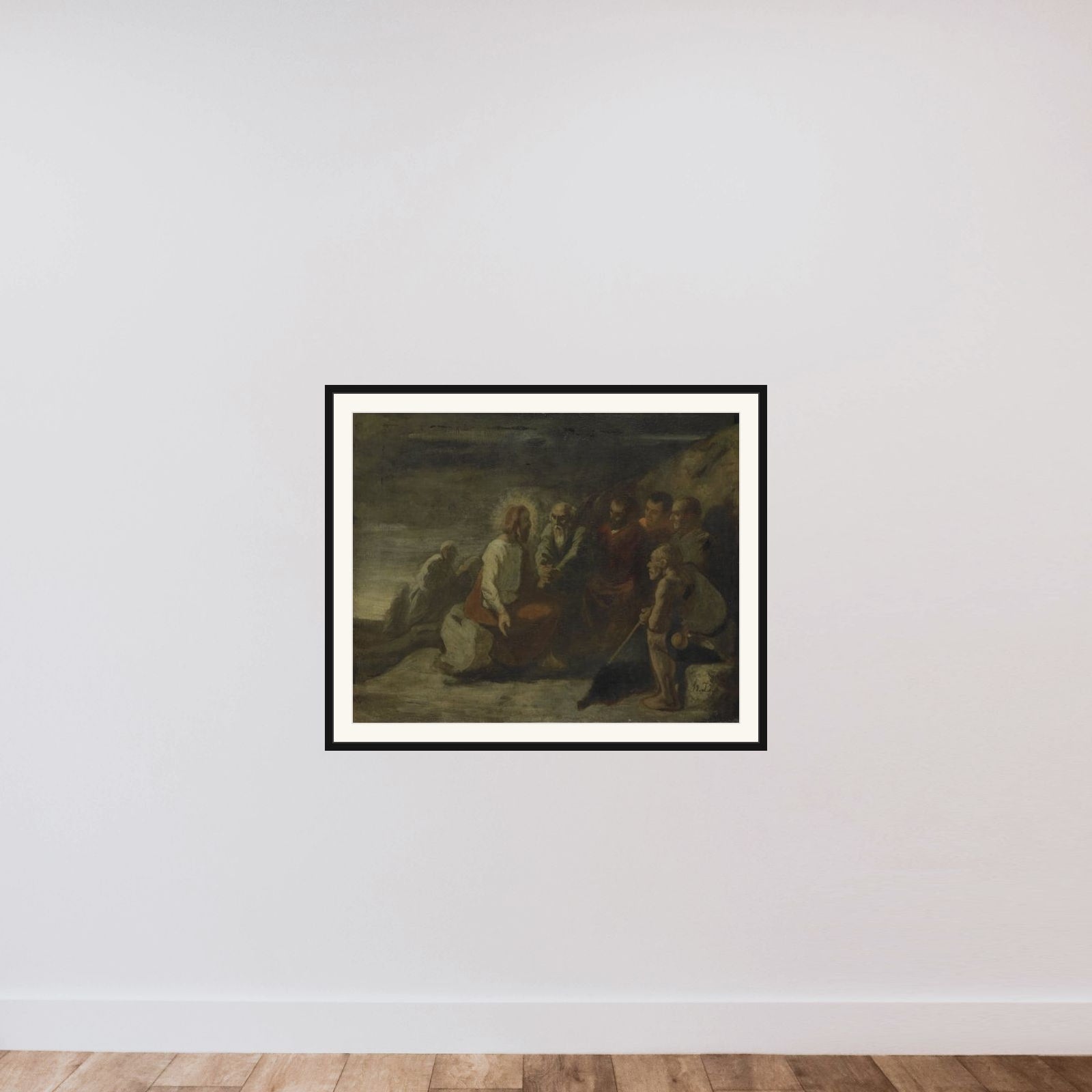Christ and his Disciples framed — shown to scale