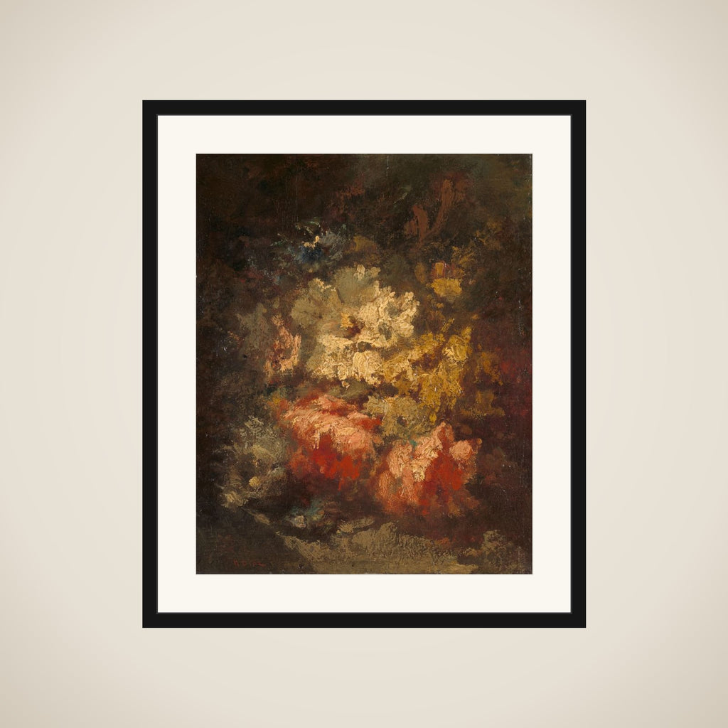 Still Life with White and Red Roses framed