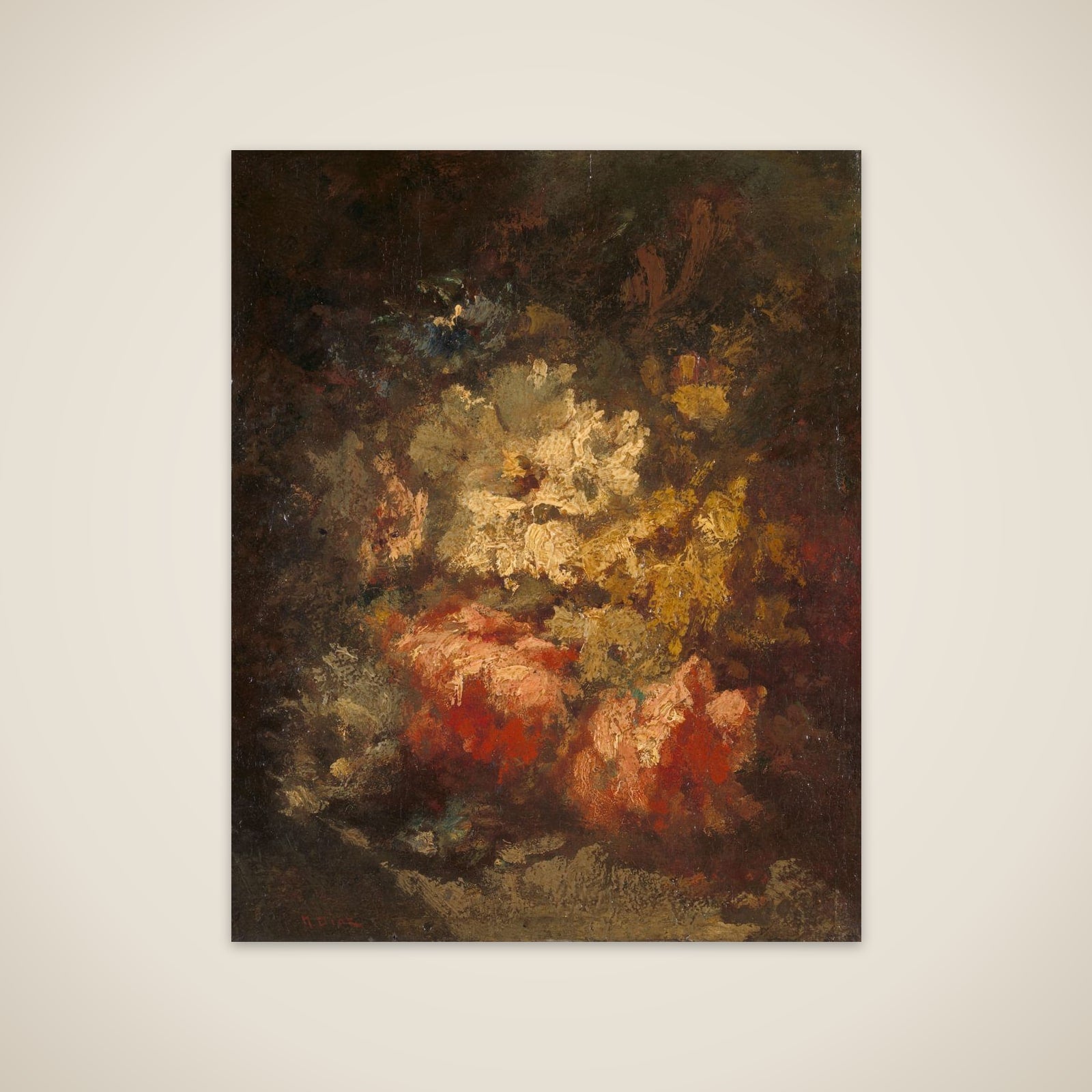 Still Life with White and Red Roses unframed print