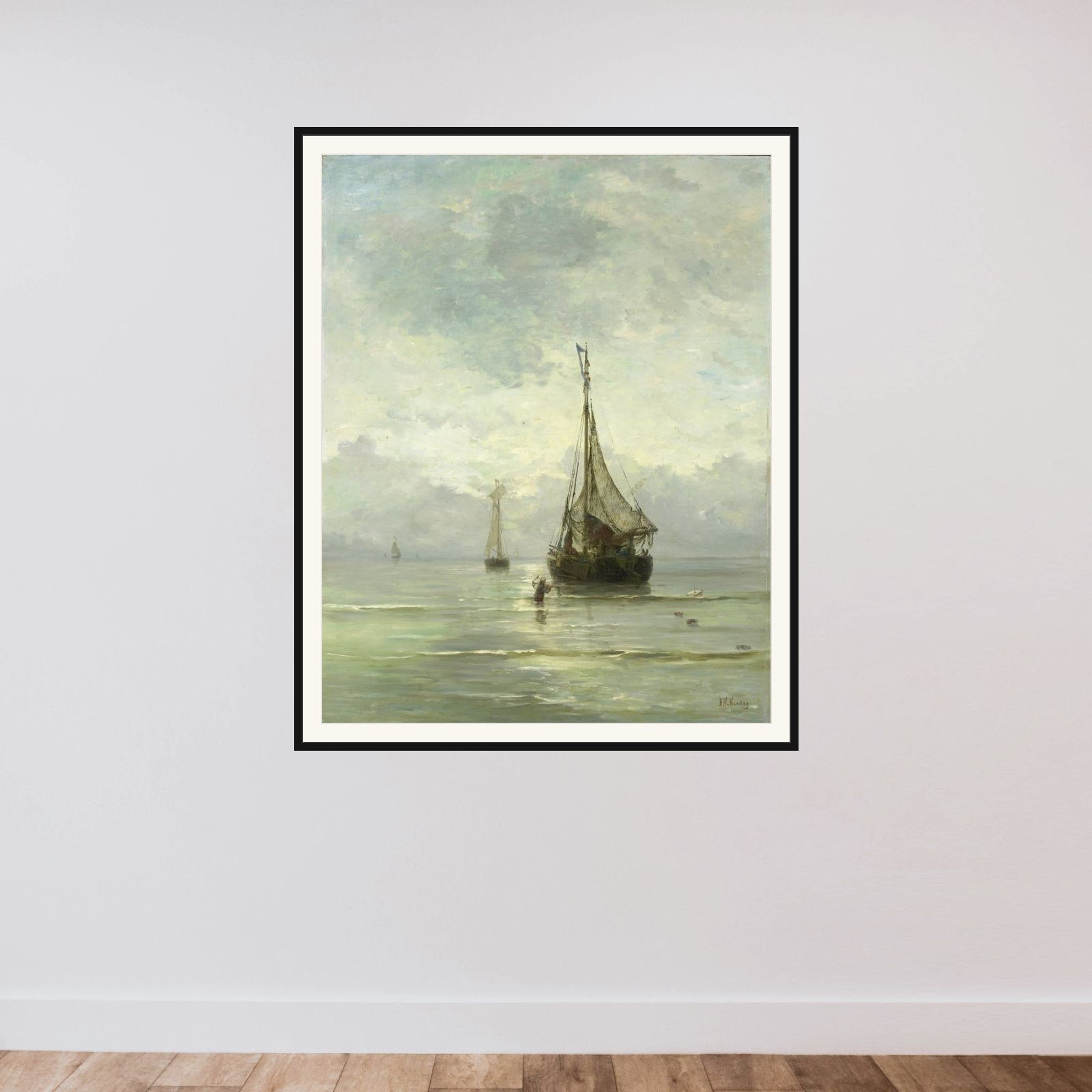 Kalme zee framed — shown to scale