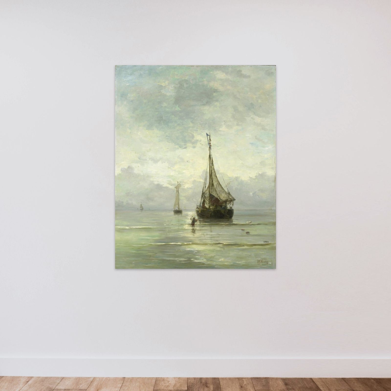 Kalme zee unframed — shown to scale