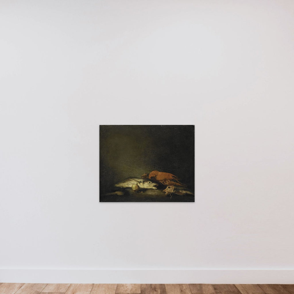 Still life with vissen en een kreeft unframed — shown to scale