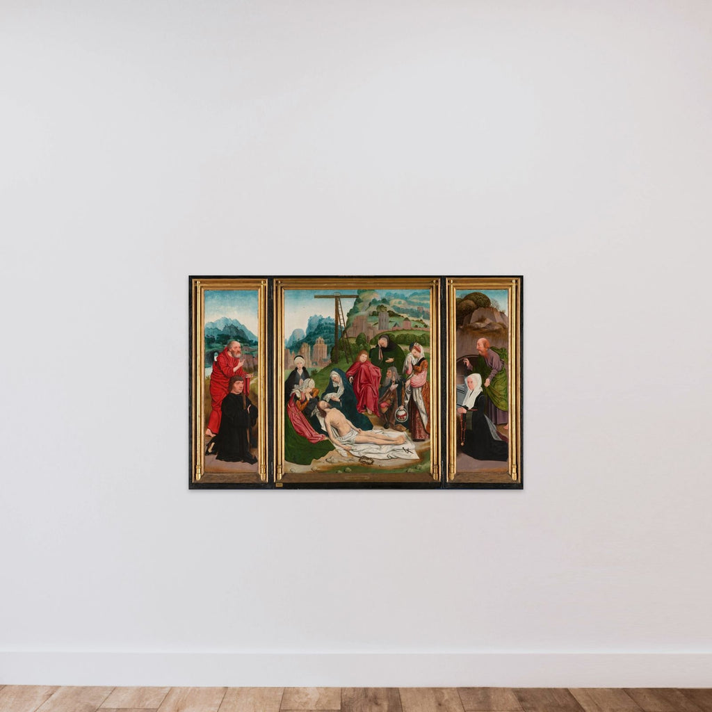 Triptych with the Lamentation unframed — shown to scale