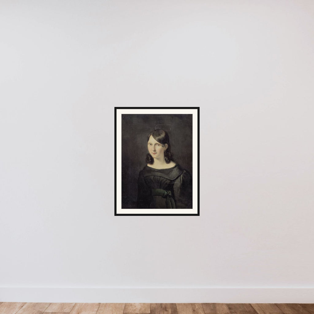Portrait of een girl, vermoedelijk mejuffrouw Sligting framed — shown to scale