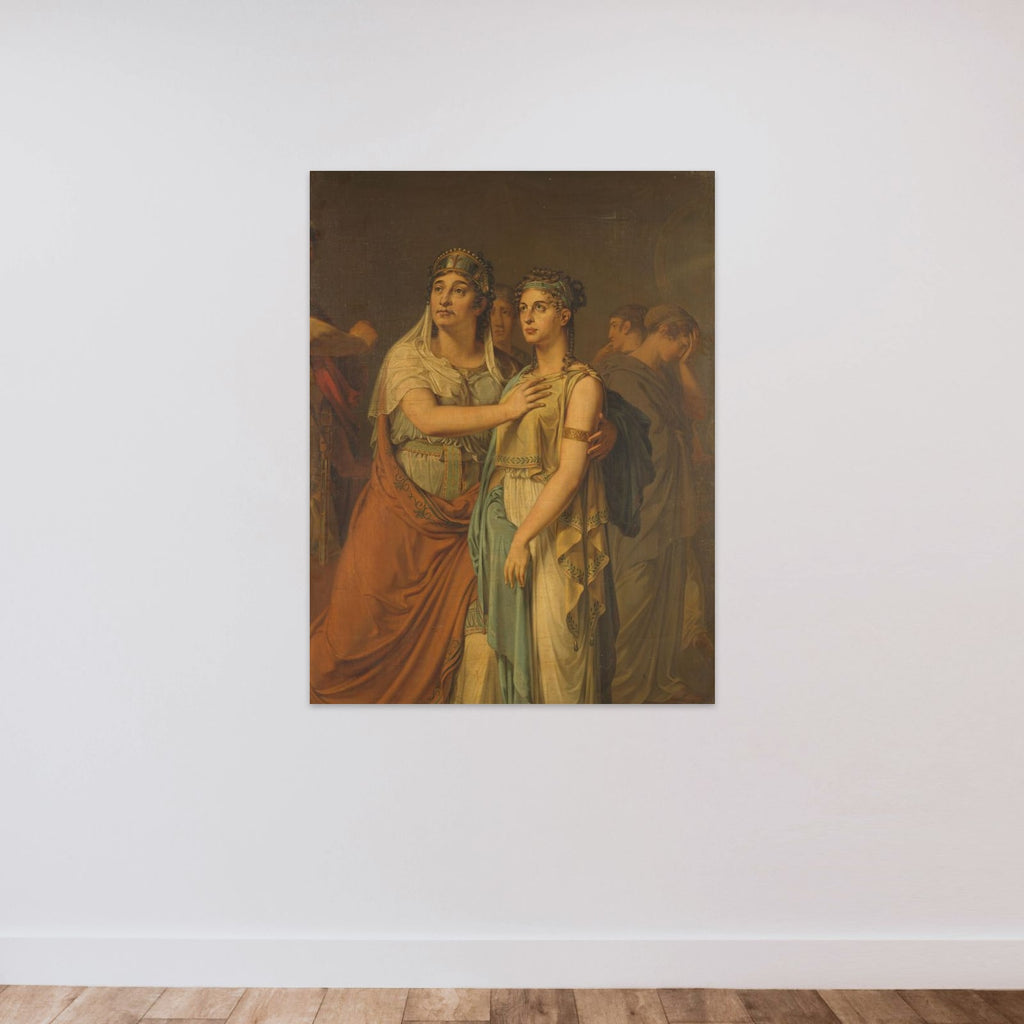 De actrices Joanna Cornelia Ziesenis-Wattier (1762-1827) en Geertruida Jacoba Grevelink-Hilverdink (1786-1827) in Iphigenia (1674) van Jean Racine (1639-99) unframed — shown to scale
