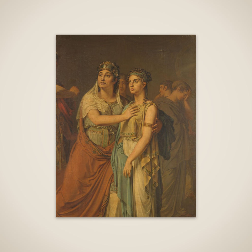 De actrices Joanna Cornelia Ziesenis-Wattier (1762-1827) en Geertruida Jacoba Grevelink-Hilverdink (1786-1827) in Iphigenia (1674) van Jean Racine (1639-99) unframed print