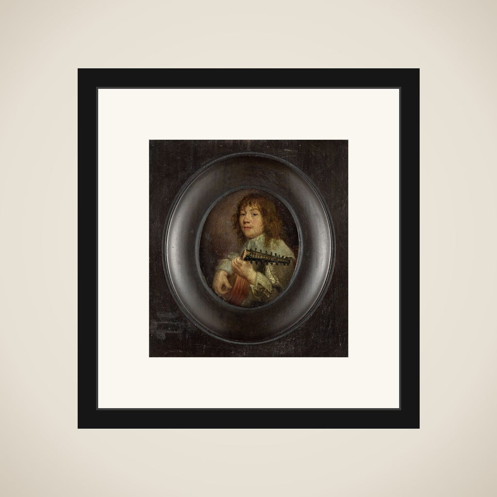 Portrait of een luitspeler framed