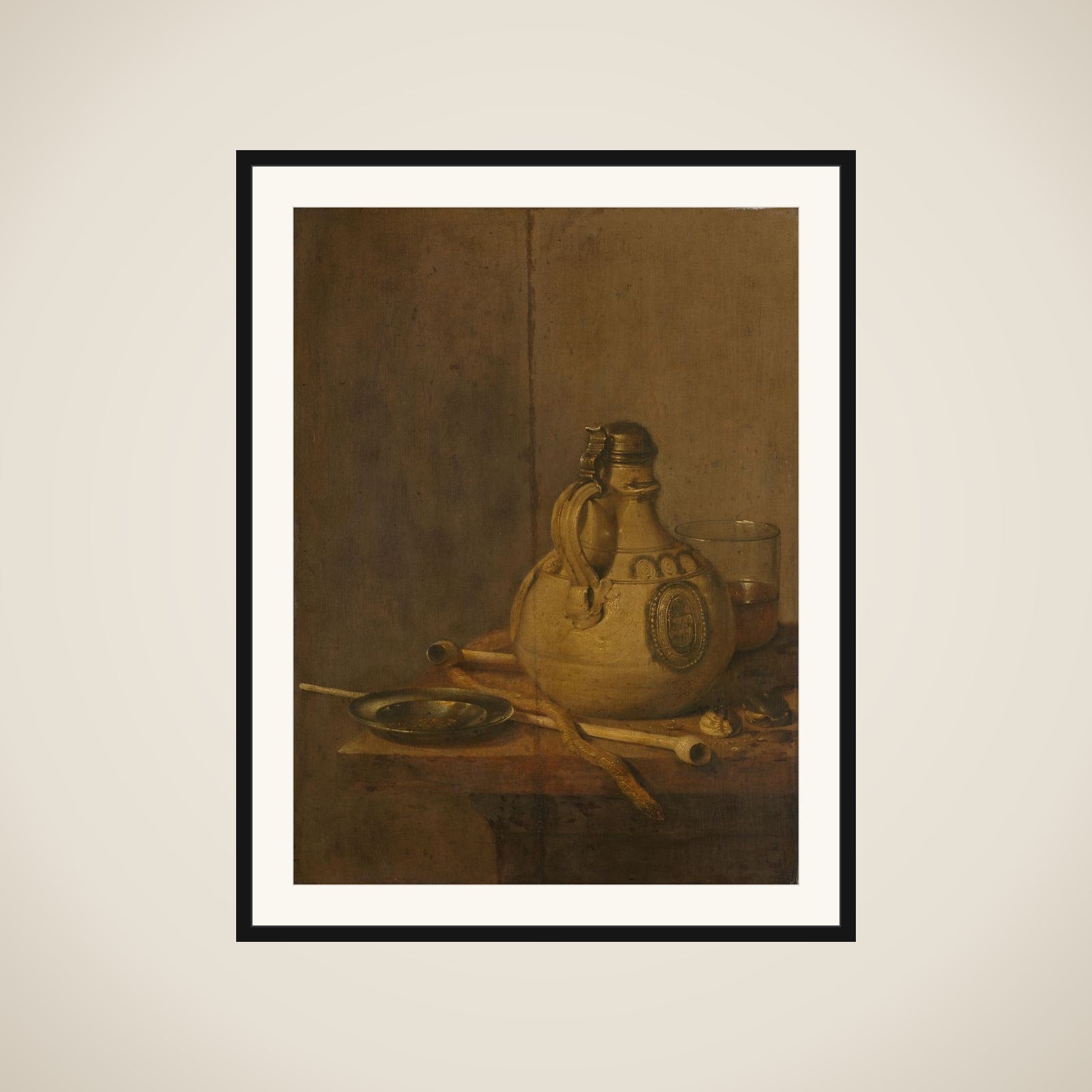 Still Life with Westerwald Jug and Smoking Paraphernalia framed
