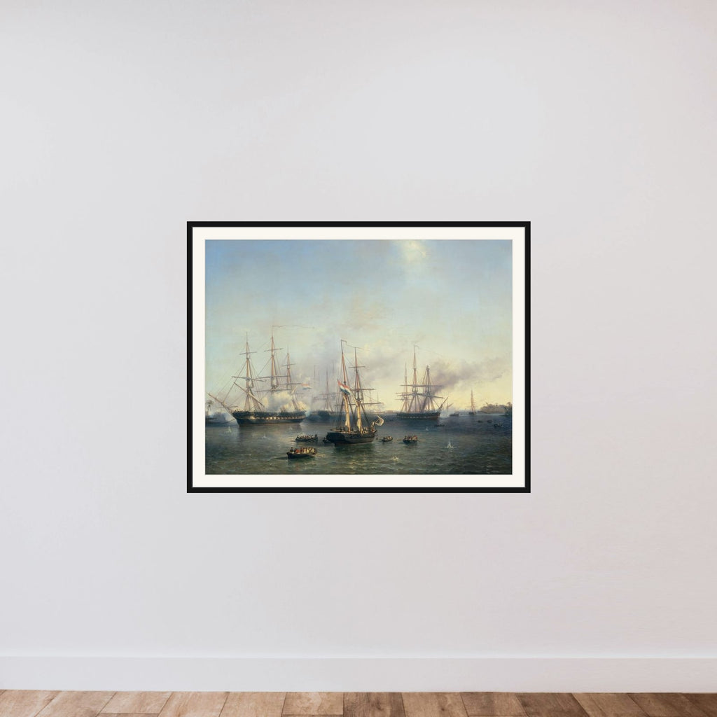 Conquest of Palembang, Sumatra in Indonesia, by Lieutenant-General De Kock, June 24, 1821 framed — shown to scale