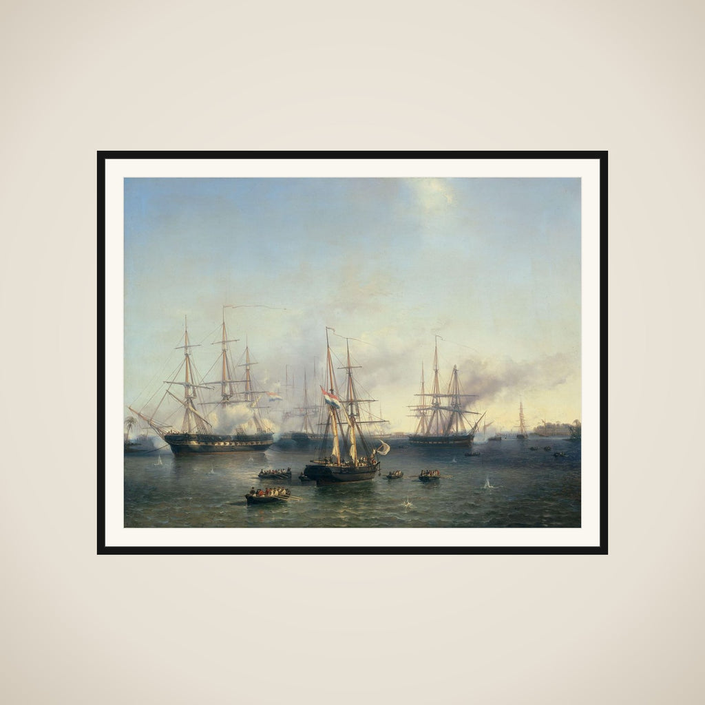 Conquest of Palembang, Sumatra in Indonesia, by Lieutenant-General De Kock, June 24, 1821 framed