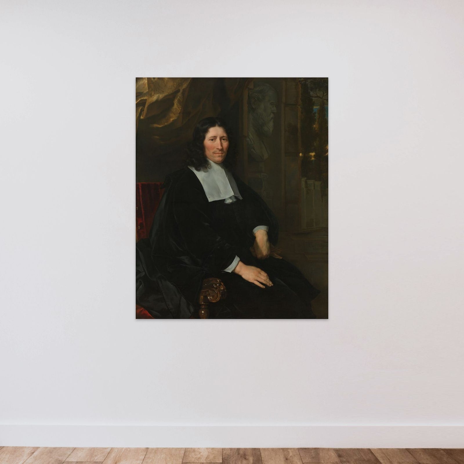 Portrait of Pieter de la Court unframed — shown to scale