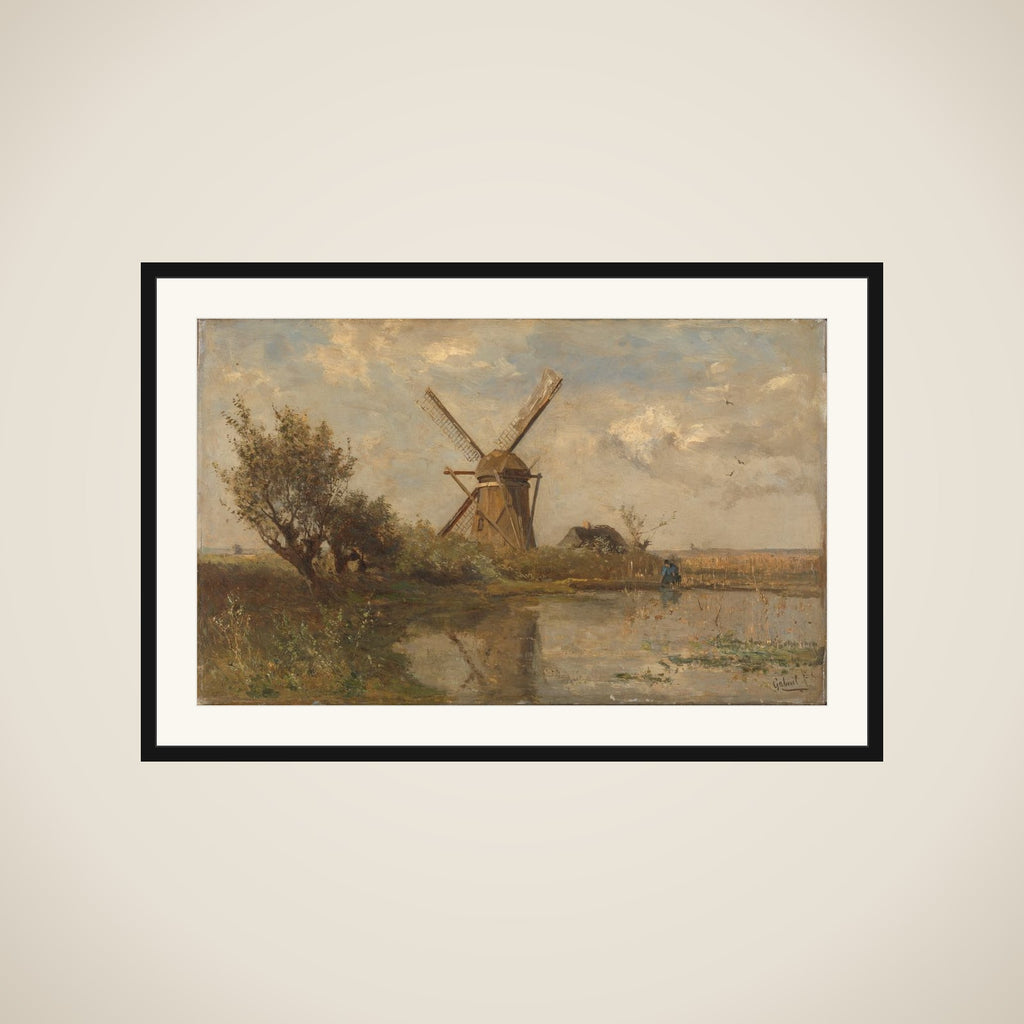 Windmill on a Pond framed