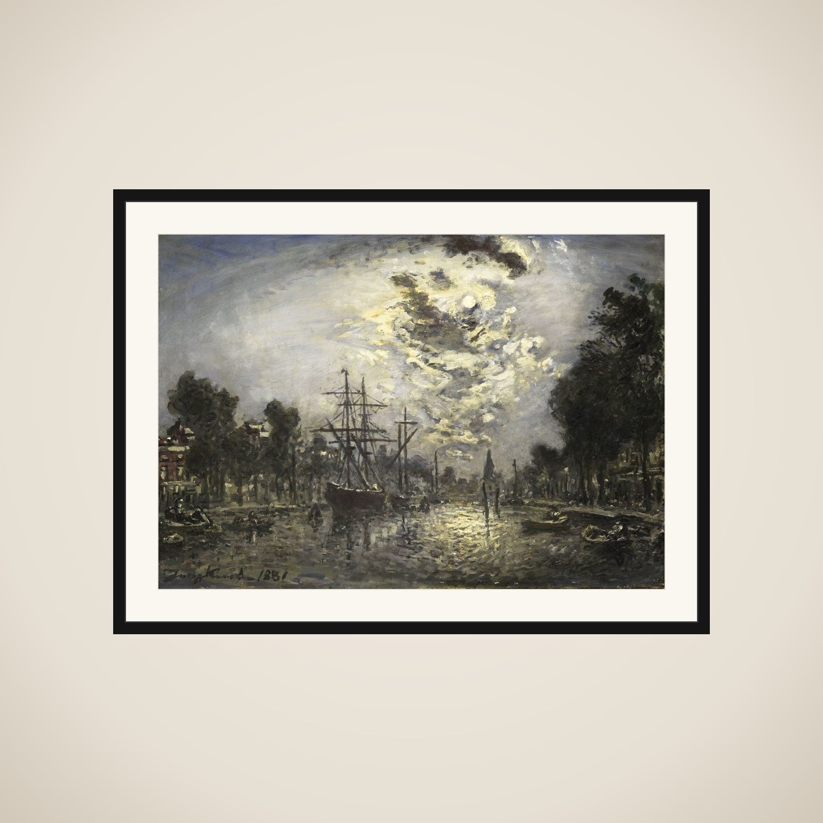 Rotterdam in the Moonlight framed