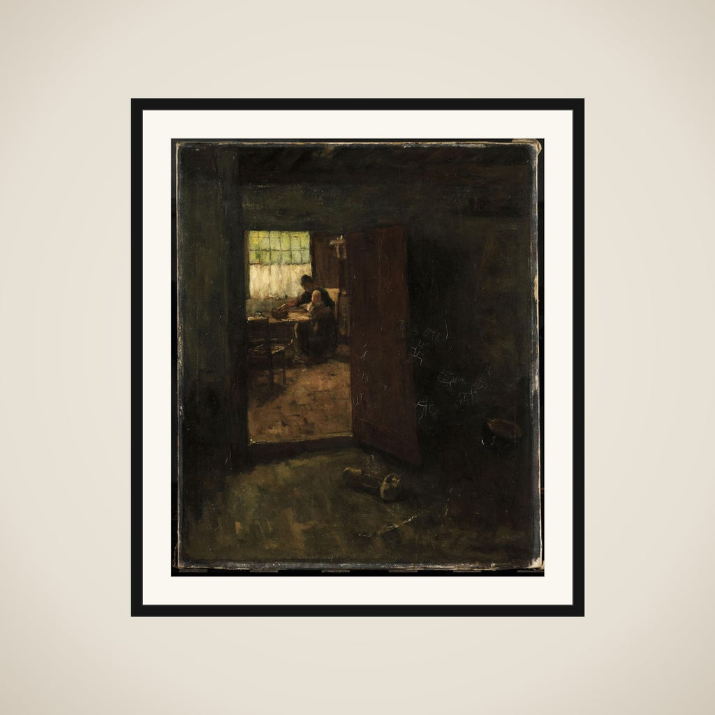 Domestic Interior with Country Woman and Child framed