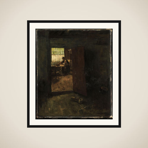 Domestic Interior with Country Woman and Child framed