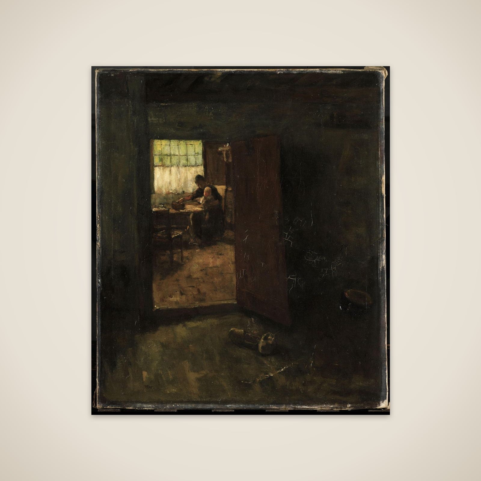 Domestic Interior with Country Woman and Child unframed print