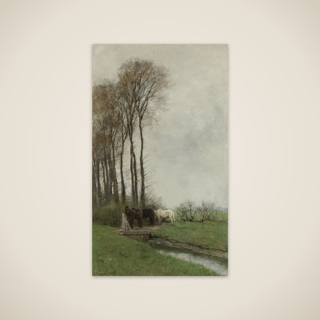 Paarden bij het hek unframed print