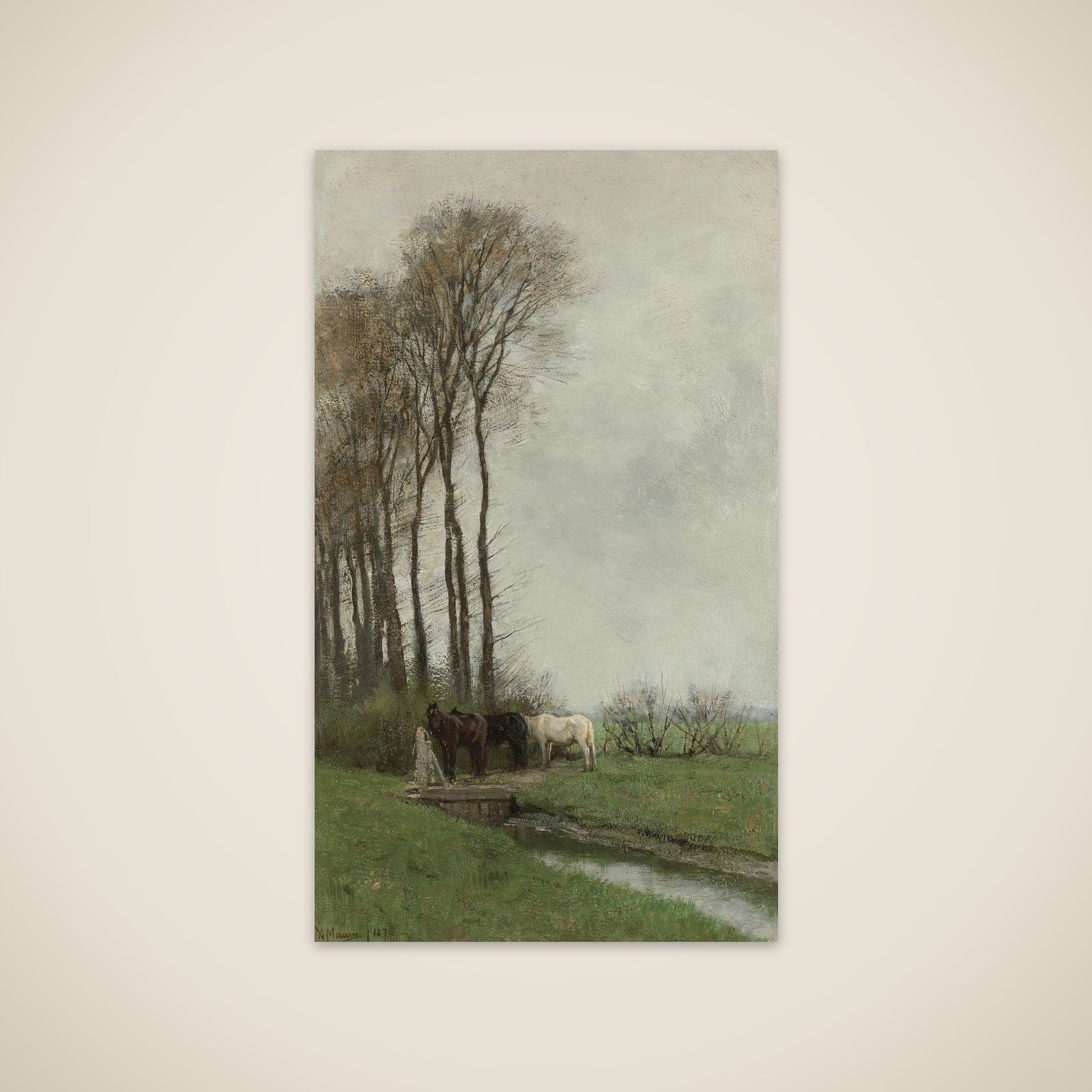 Paarden bij het hek unframed print