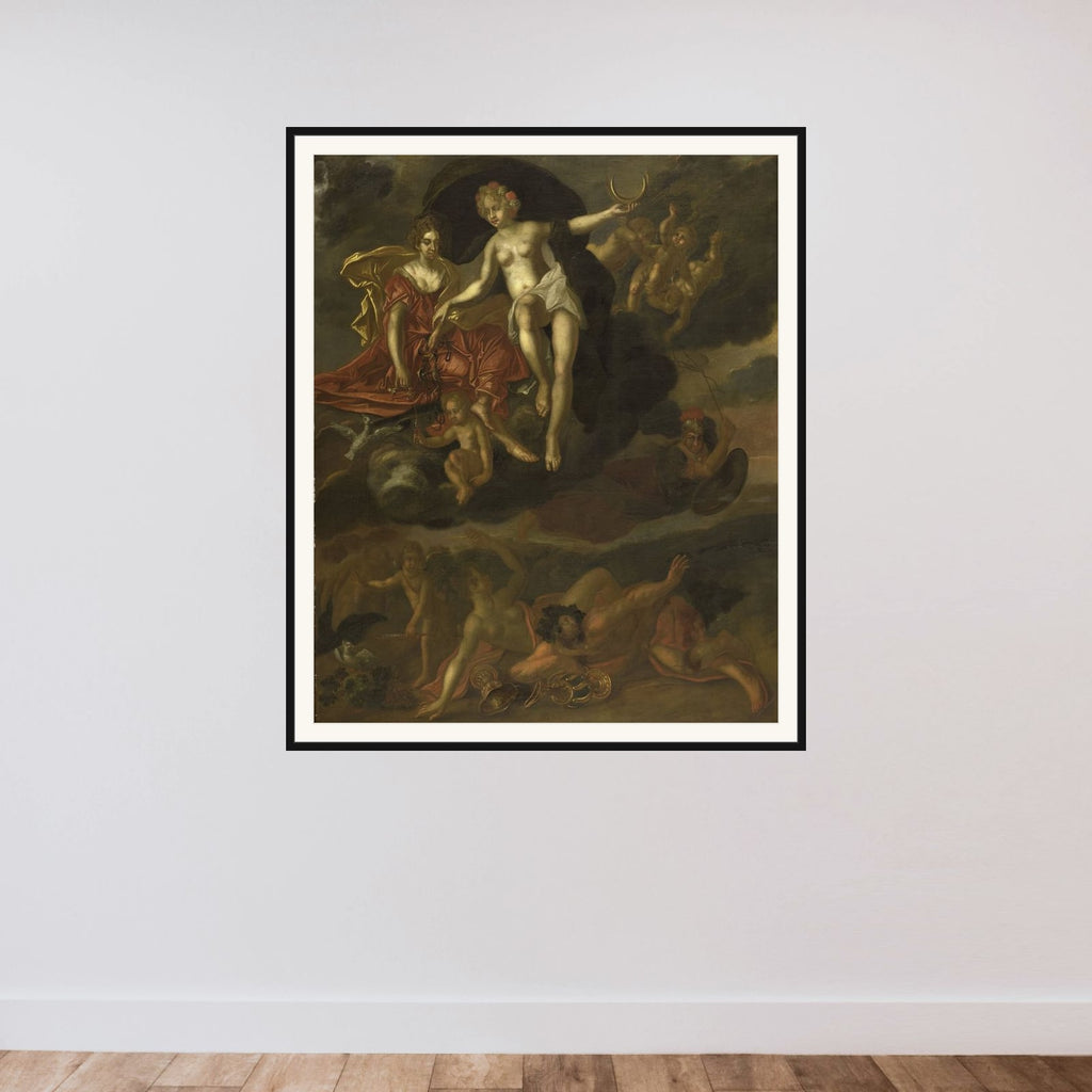 Diana and Virtus Punish Venus and Bacchus framed — shown to scale