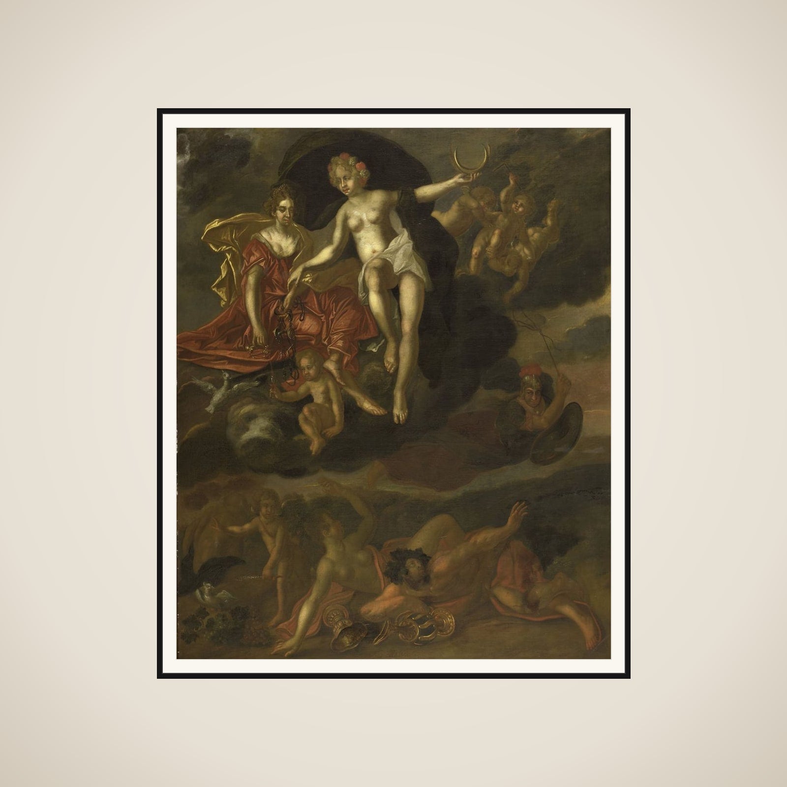 Diana and Virtus Punish Venus and Bacchus framed