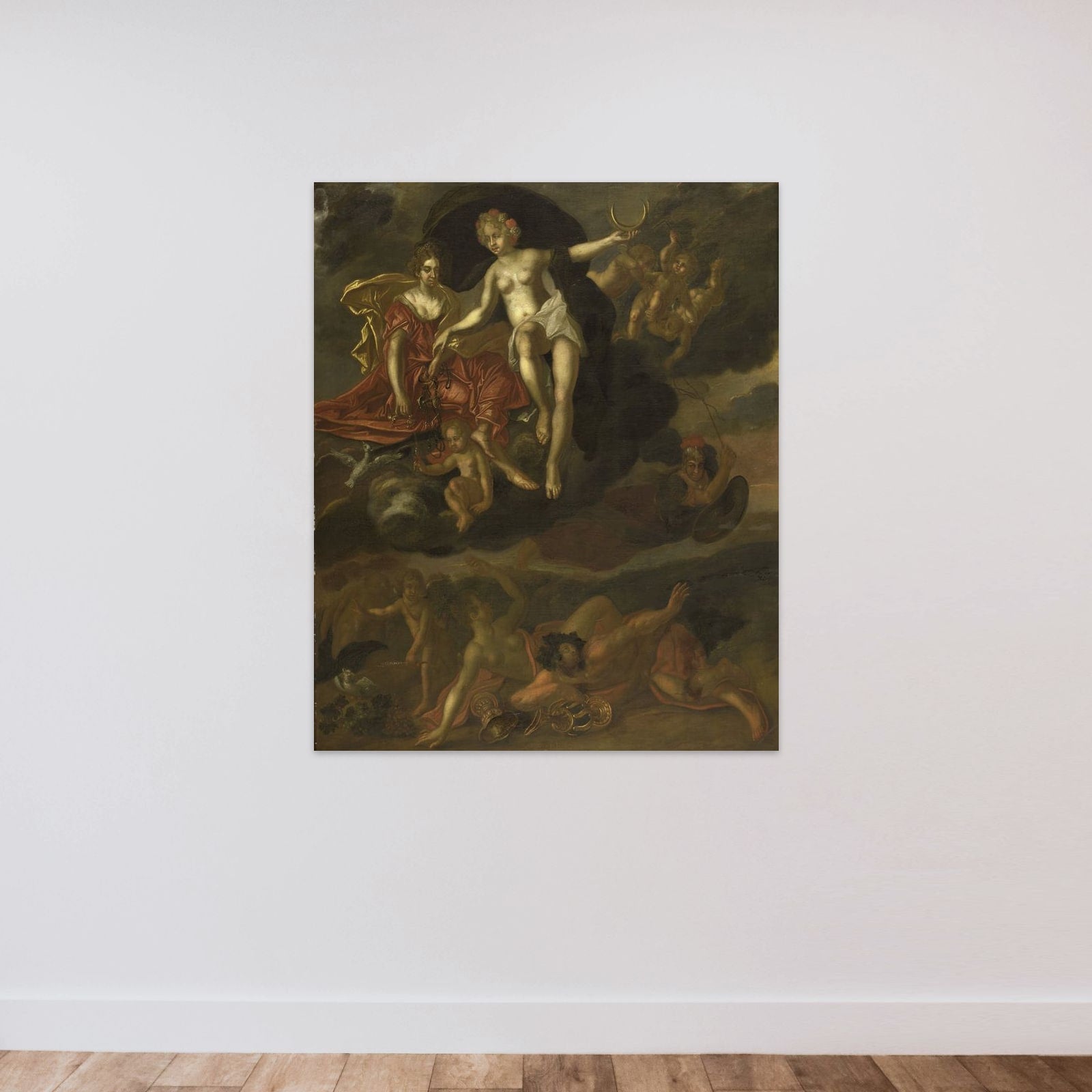 Diana and Virtus Punish Venus and Bacchus unframed — shown to scale