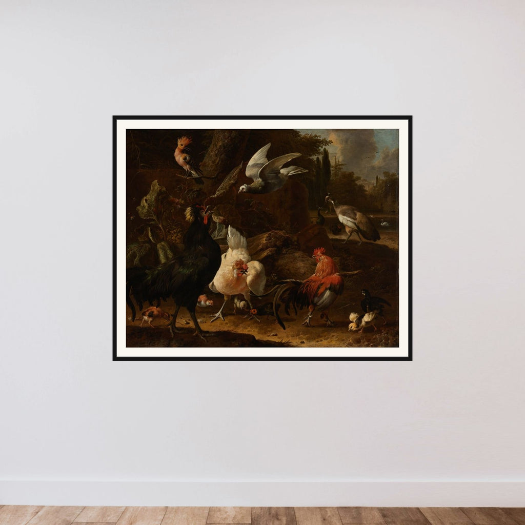 Birds in a Park framed — shown to scale
