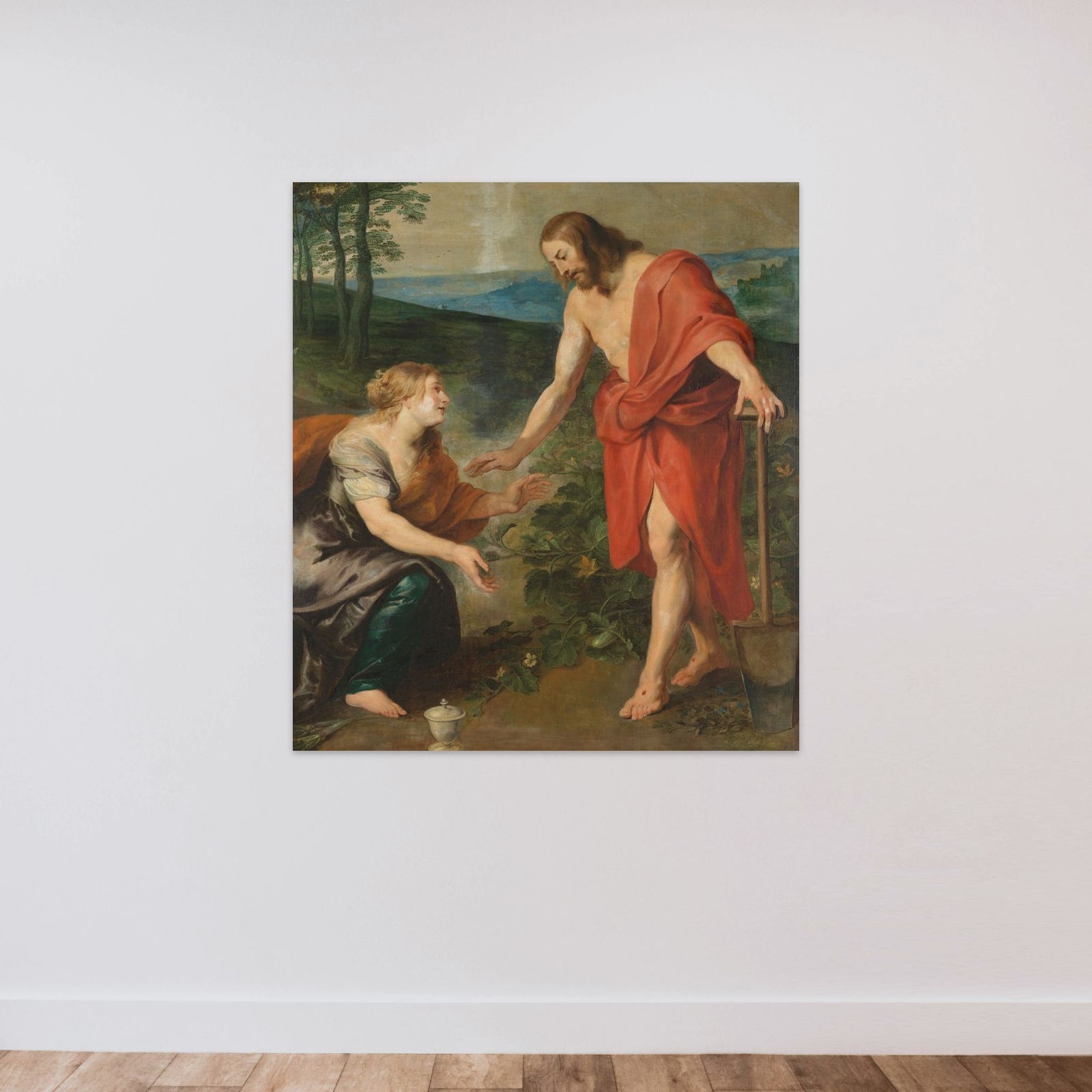 Christ Appearing to Mary Magdalen as a Gardener (Noli me Tangere) unframed — shown to scale