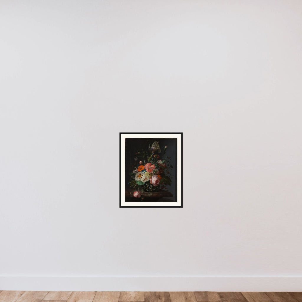Still Life with Flowers on a Marble Tabletop framed — shown to scale