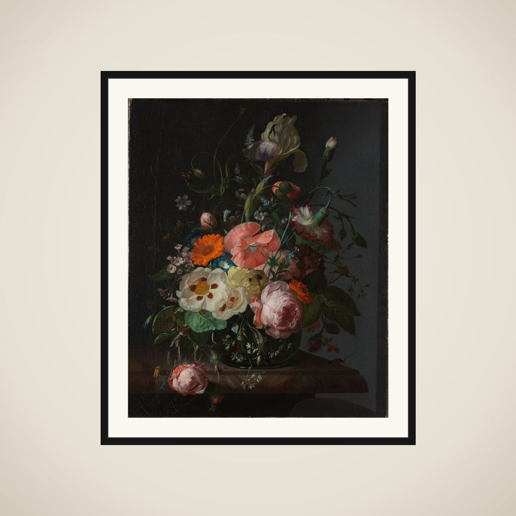 Still Life with Flowers on a Marble Tabletop framed