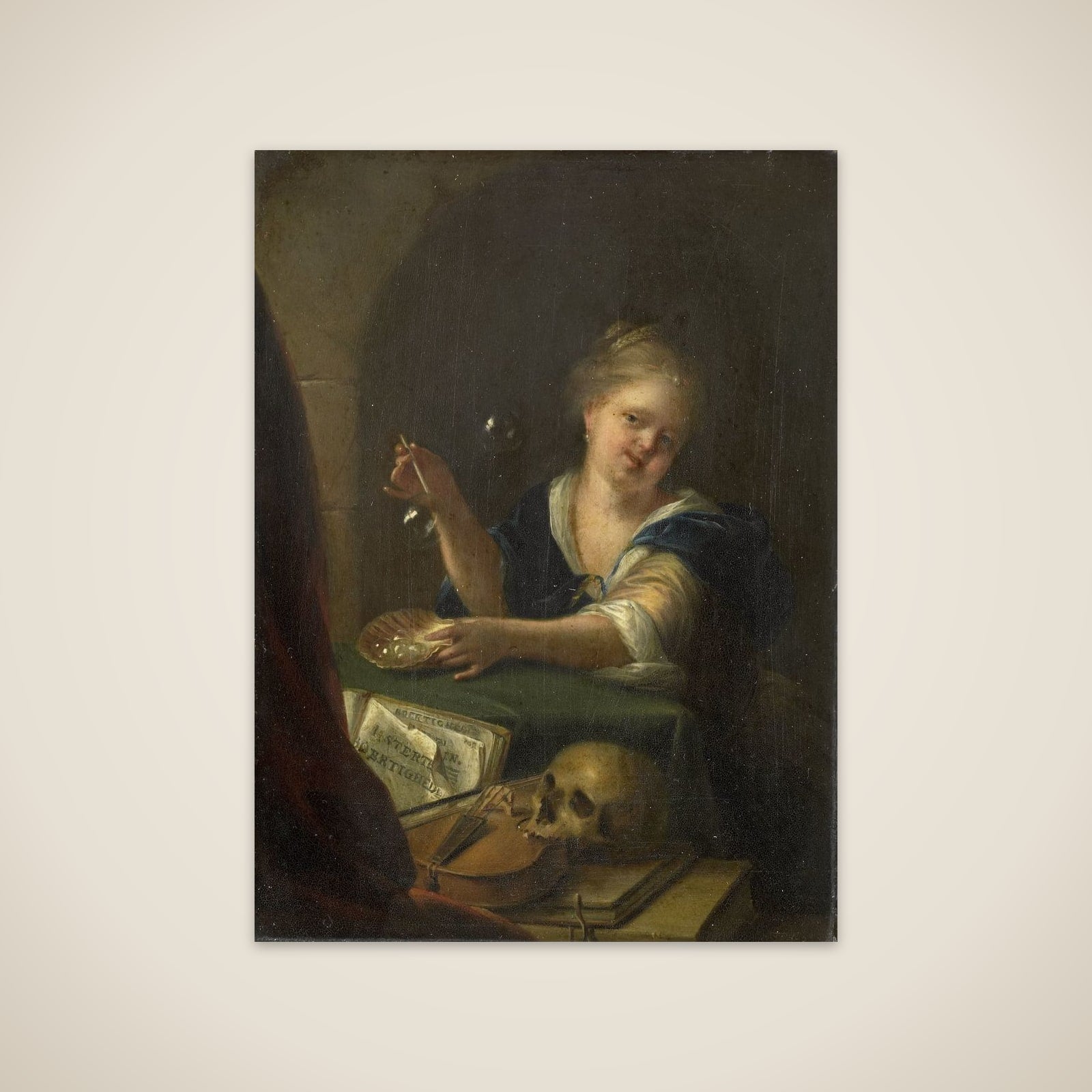 Bubble-blowing Girl with a Vanitas Still Life unframed print