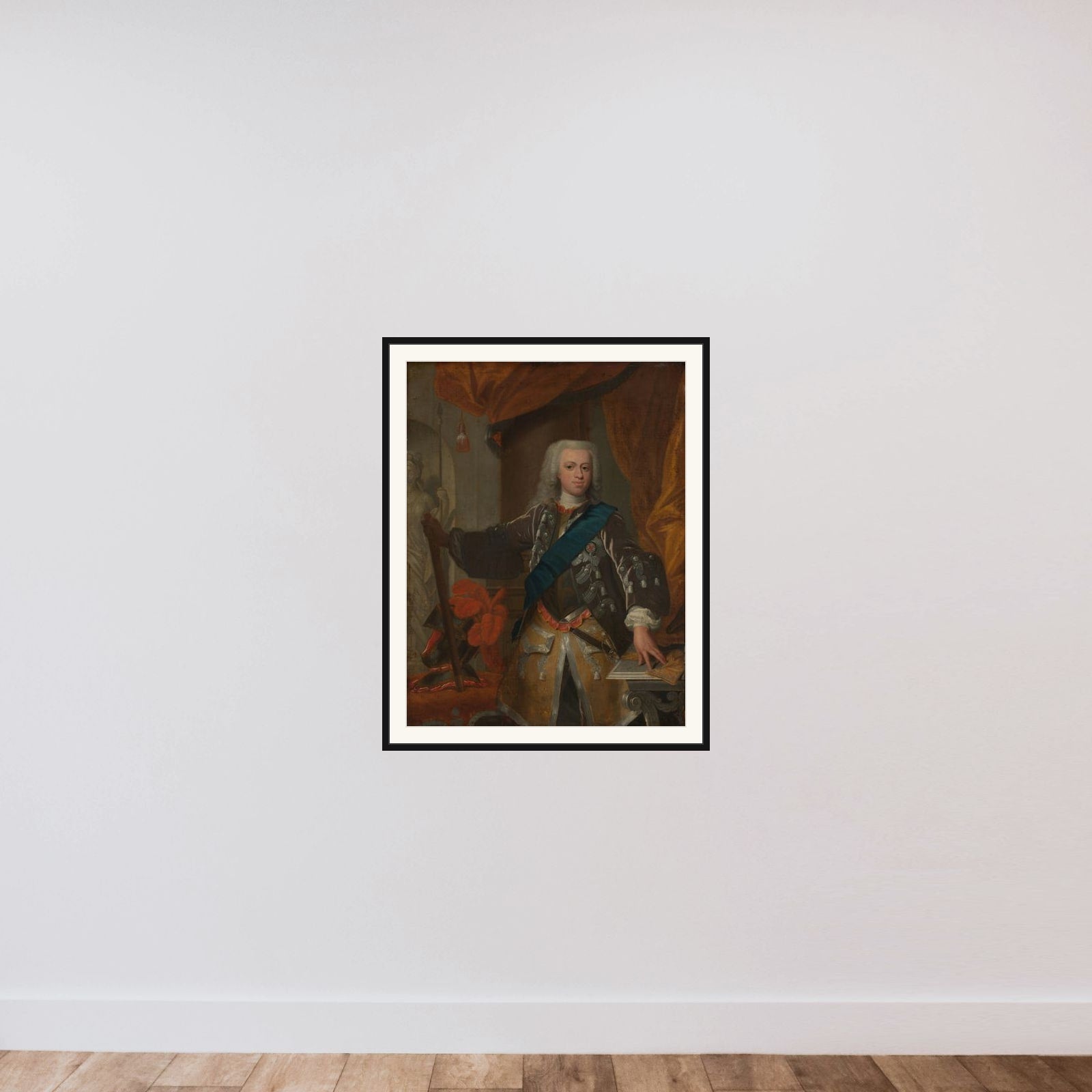 William IV (1711-51), Prince of Orange framed — shown to scale