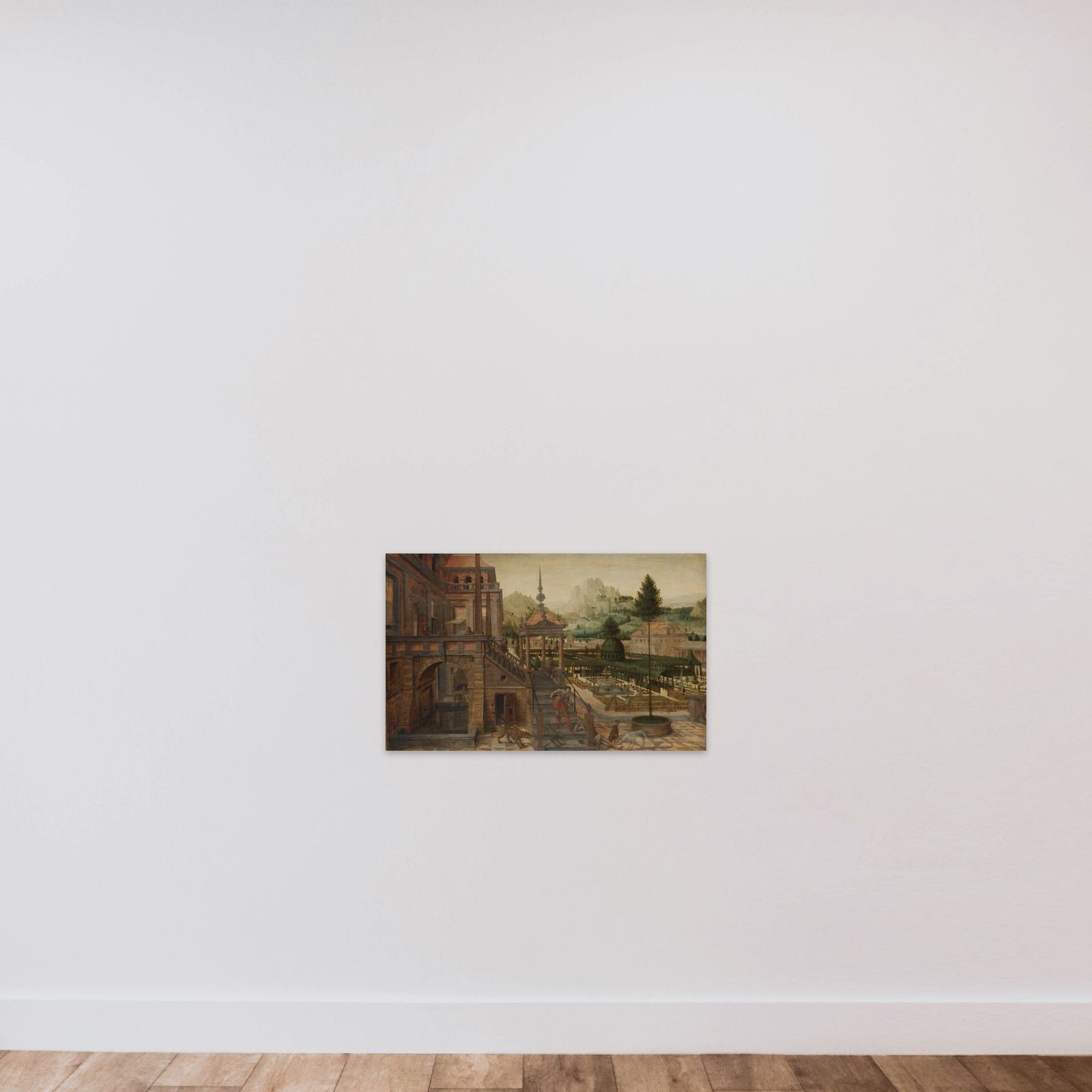 Palace Gardens with Poor Lazarus in the foreground unframed — shown to scale