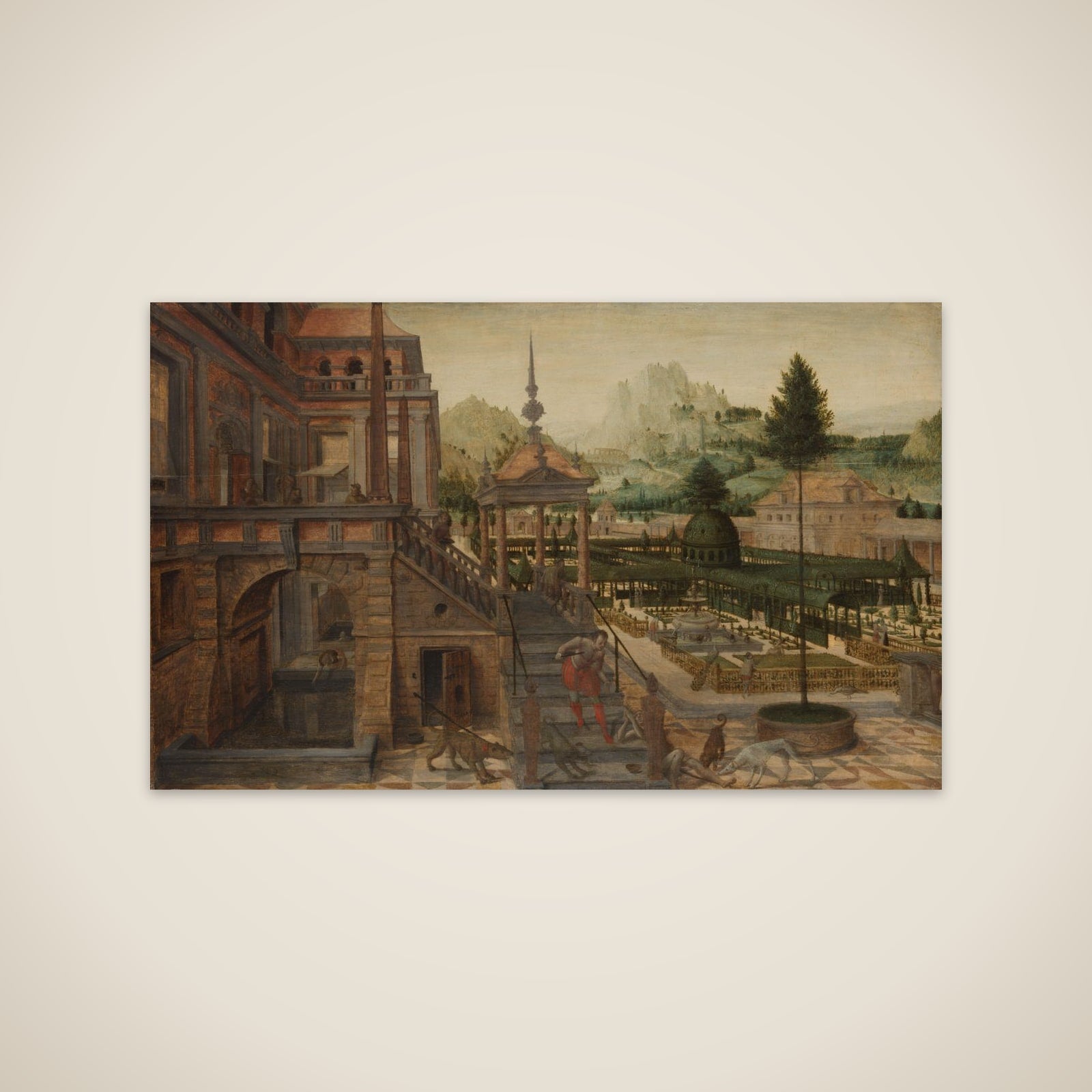 Palace Gardens with Poor Lazarus in the foreground unframed print