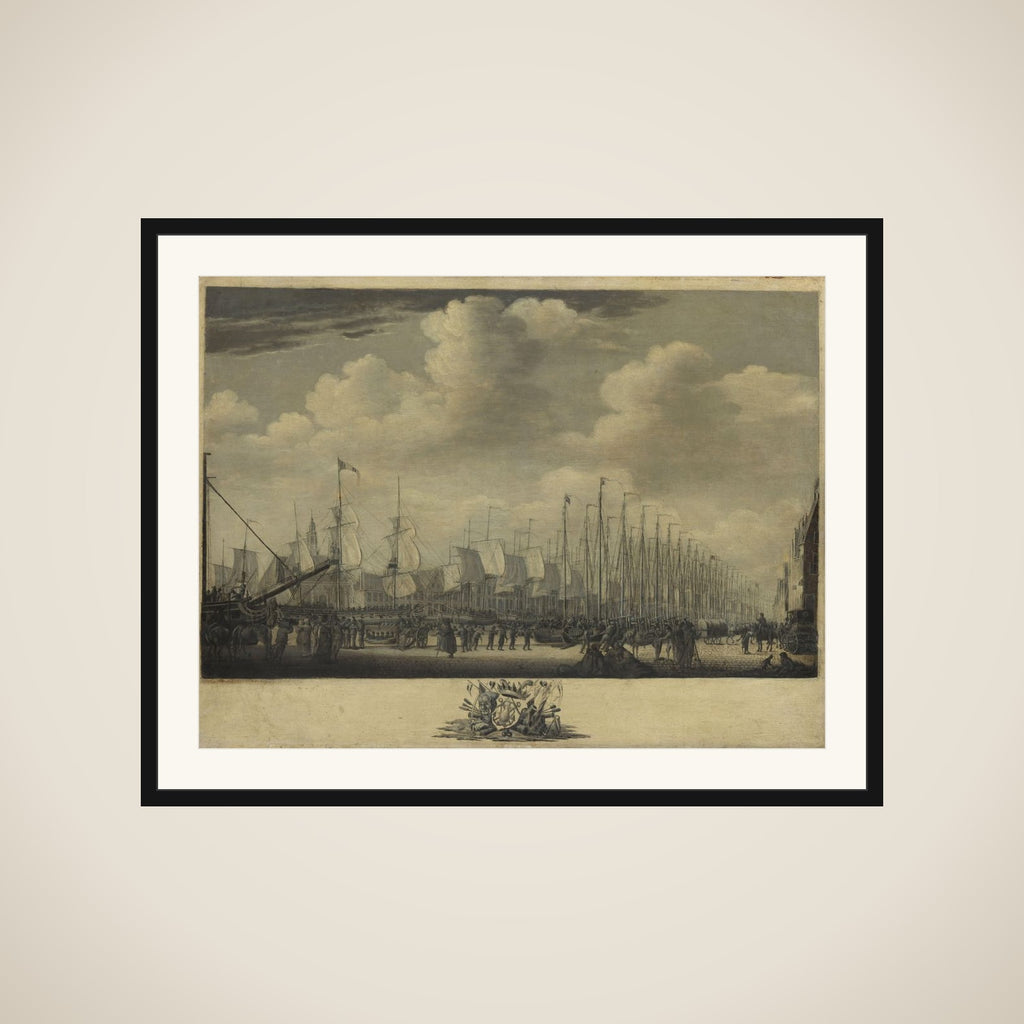 Mustering the Fleet in the Harbor of Vlissingen, 1804 framed