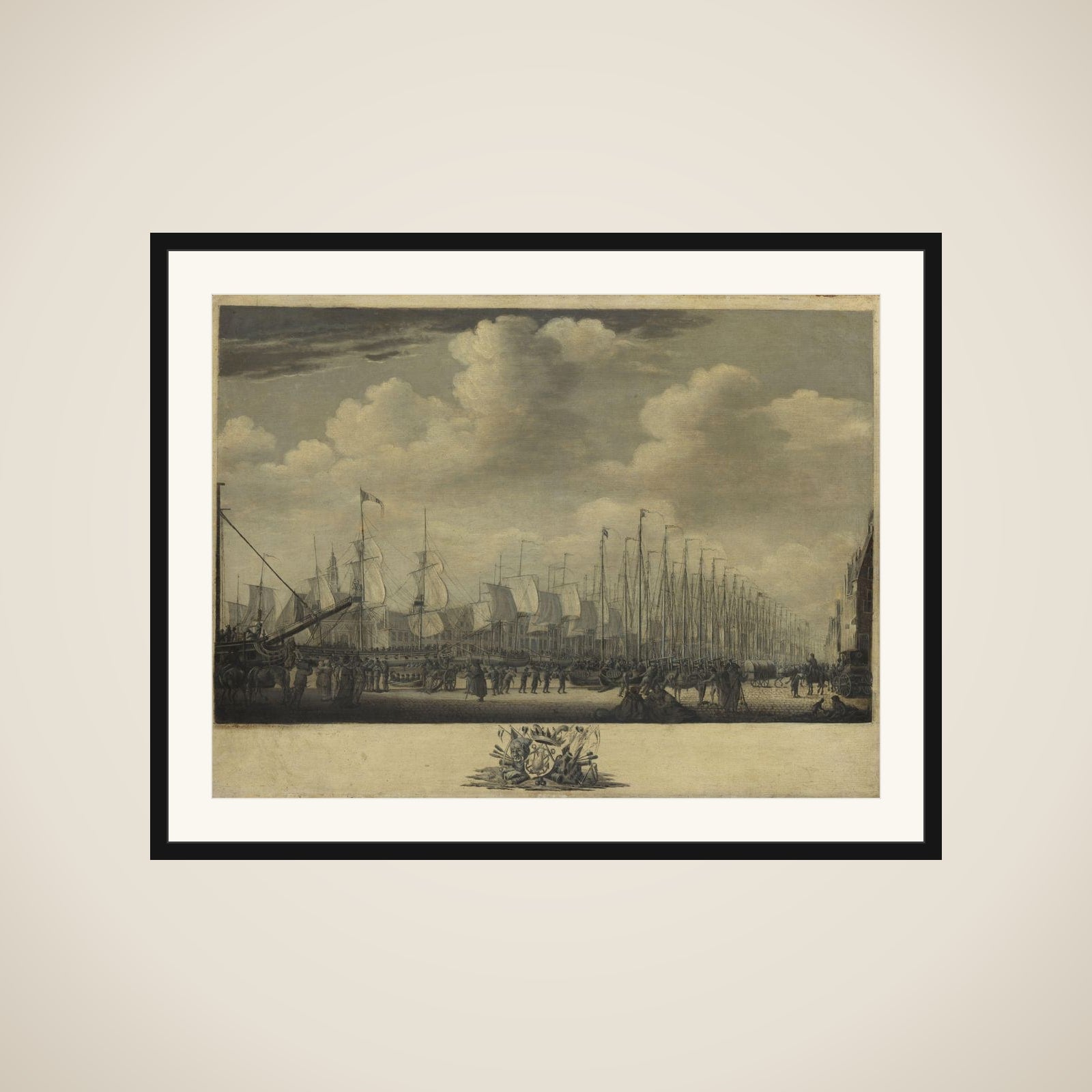 Mustering the Fleet in the Harbor of Vlissingen, 1804 framed
